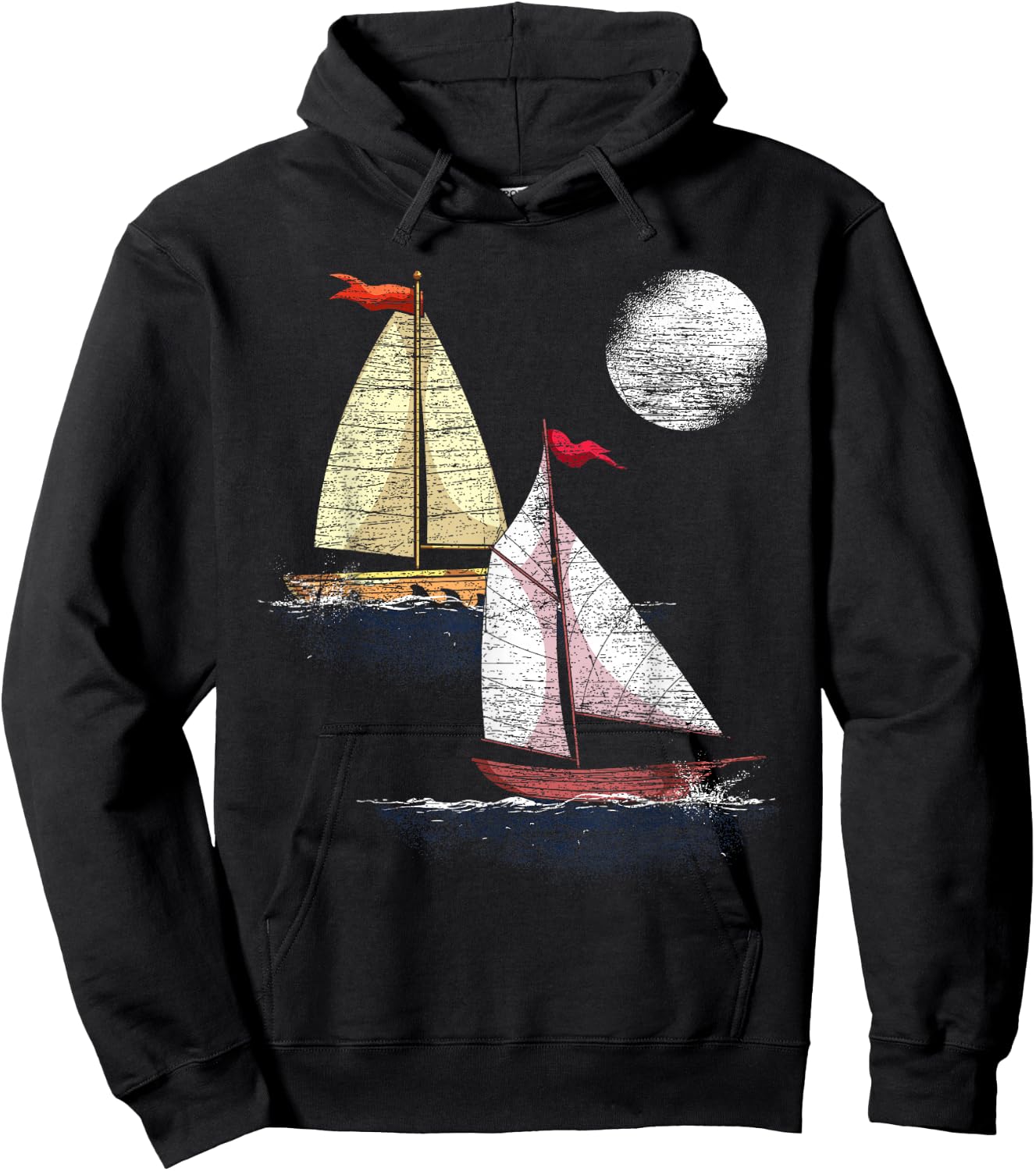 Full Moon Sailing Ship Hobby Sailing Boat Captain Sailing Hoodie - Hoodie | Black
