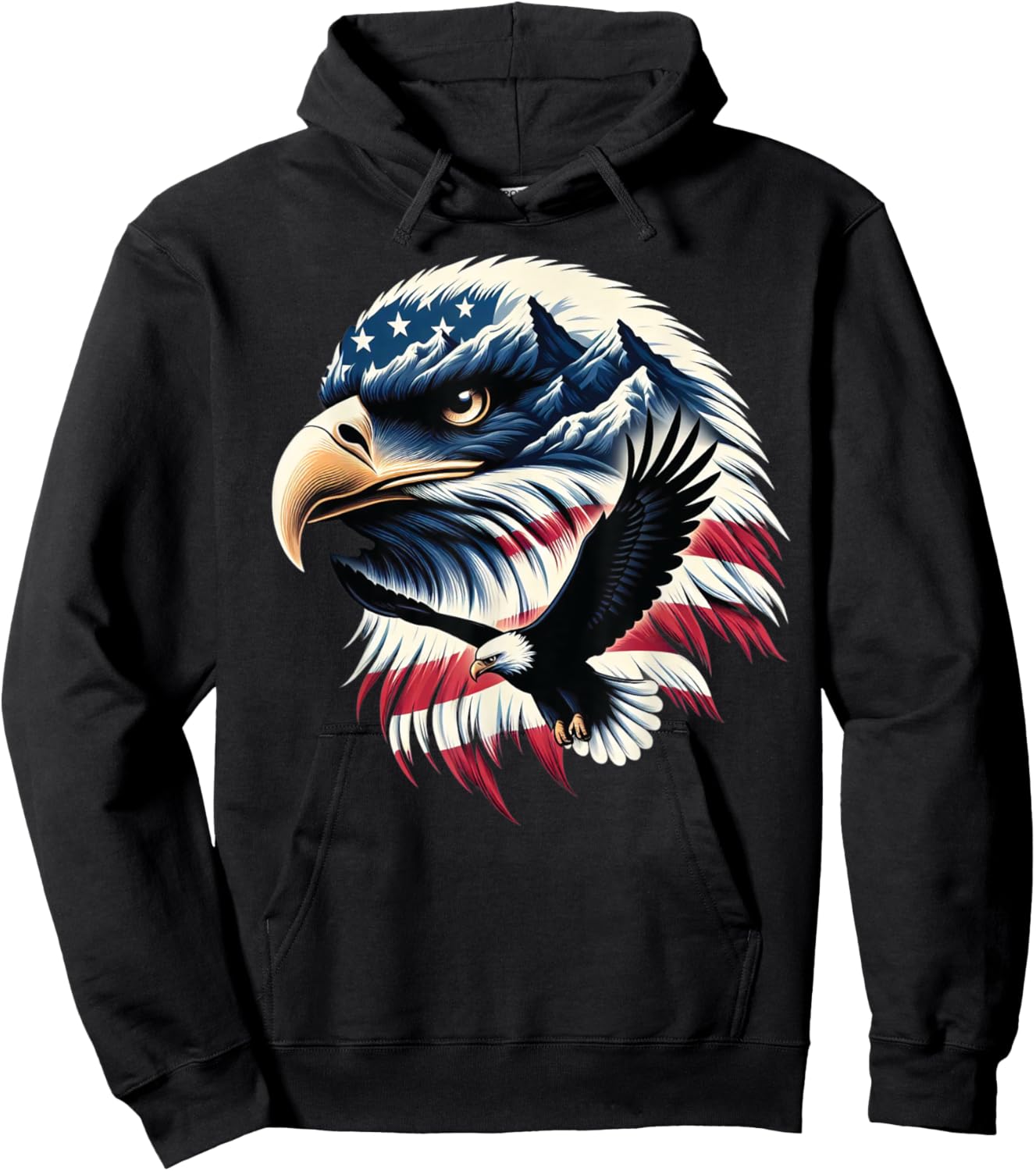 Patriotic Eagle USA Flag 4th Of July Man Woman Art Hoodie - Hoodie | Black