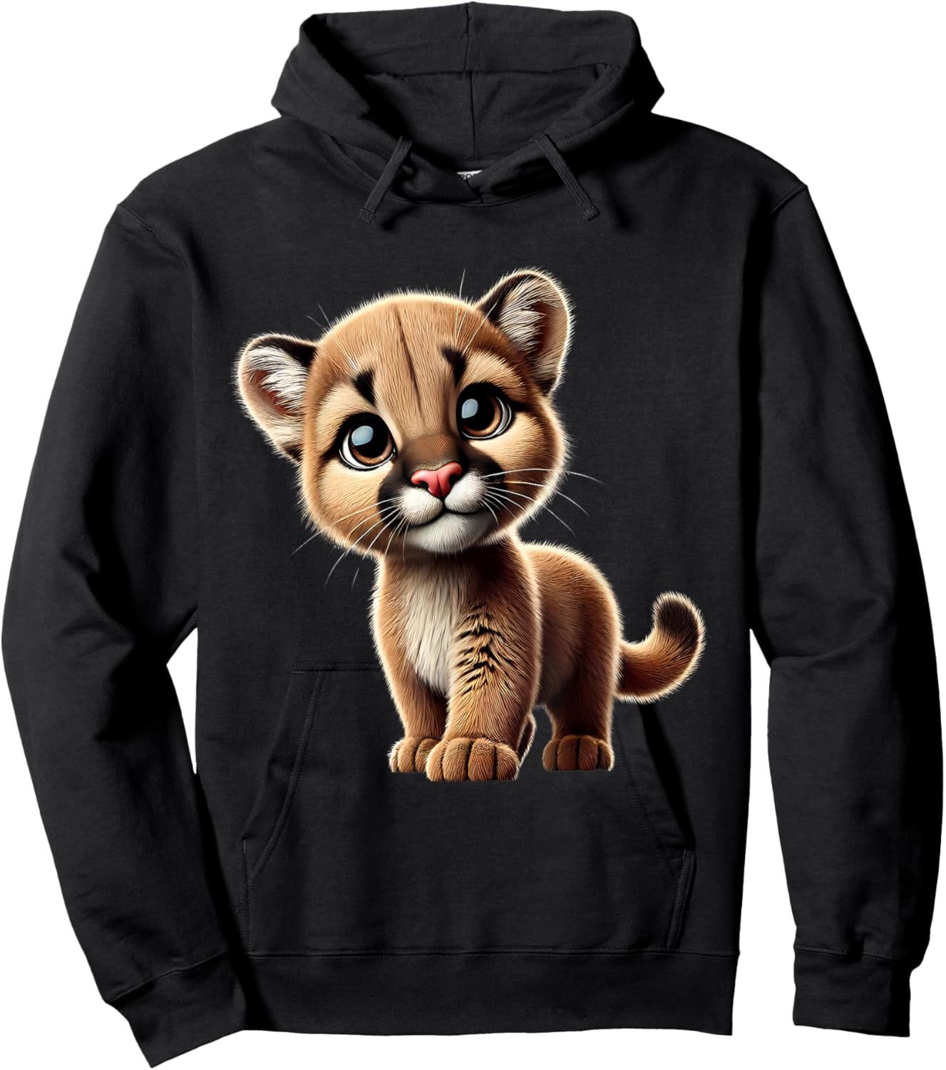 Cute Cougar Cub Adorable Wildlife Art Hoodie - Hoodie | Black