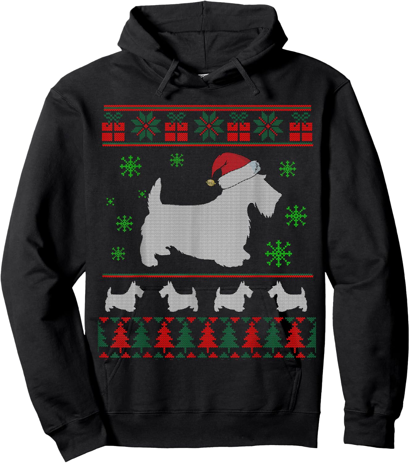 Scottie Dog Ugly Christmas Sweater Gift Dog Lovers Hoodie - Hoodie | Black