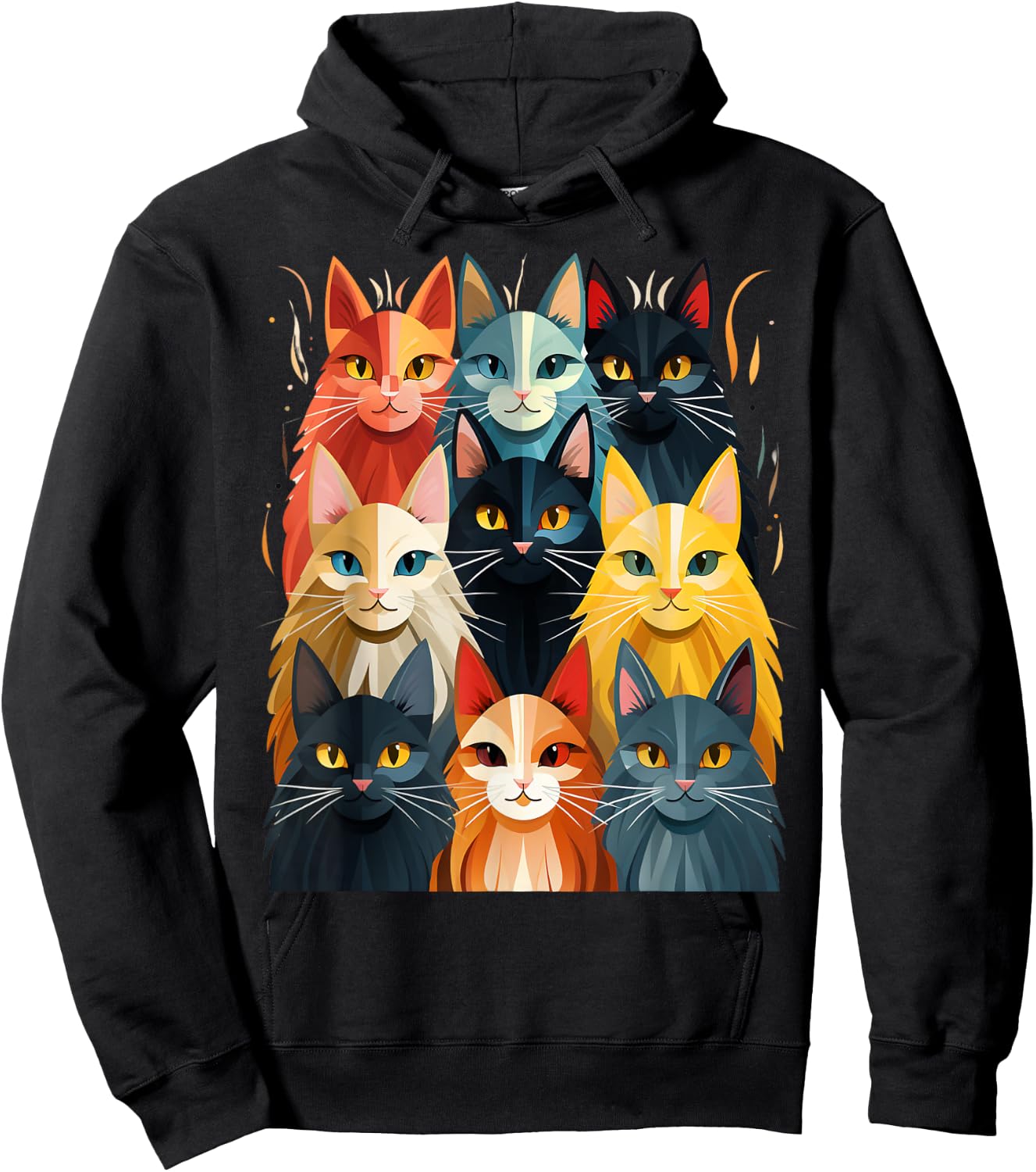 Stylized Vintage Kitten Art Lover Classic Cute Cat Hoodie - Hoodie | Black