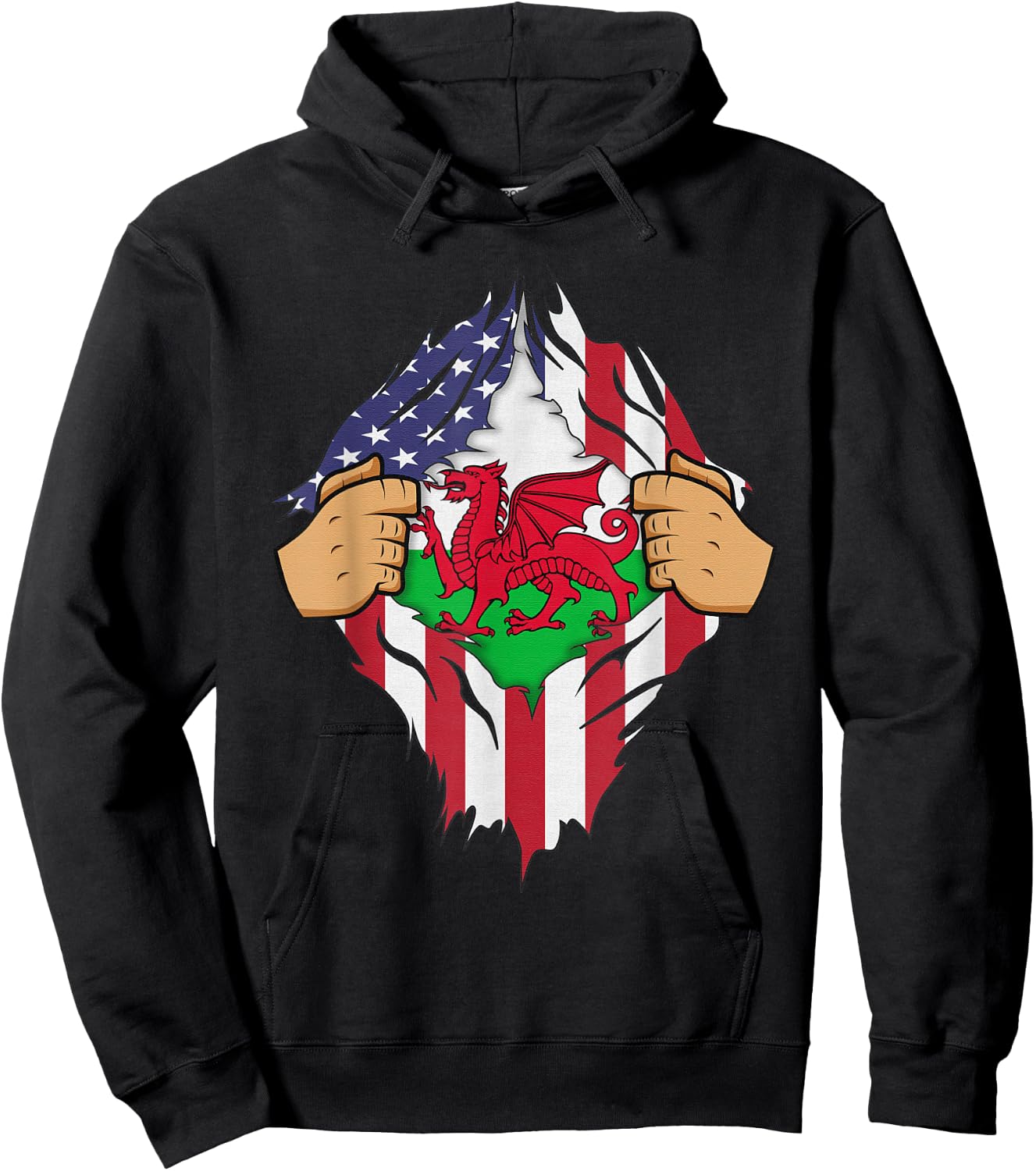 WELSH FLAG WALES Men Women Kids Gift Hoodie - Hoodie | Black
