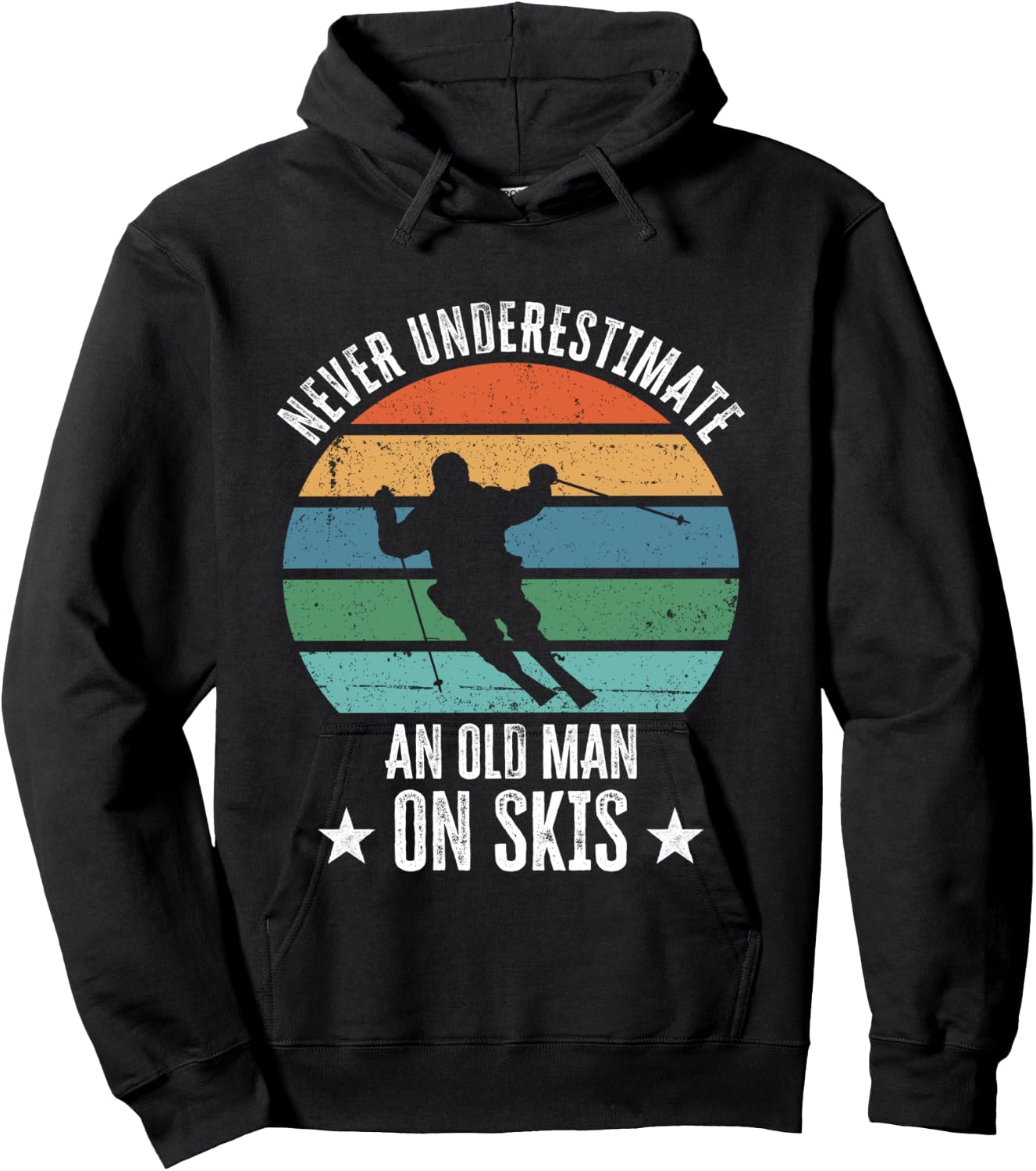 Never Underestimate An Old Man On Skis Funny Skier Gift Hoodie - Hoodie | Black