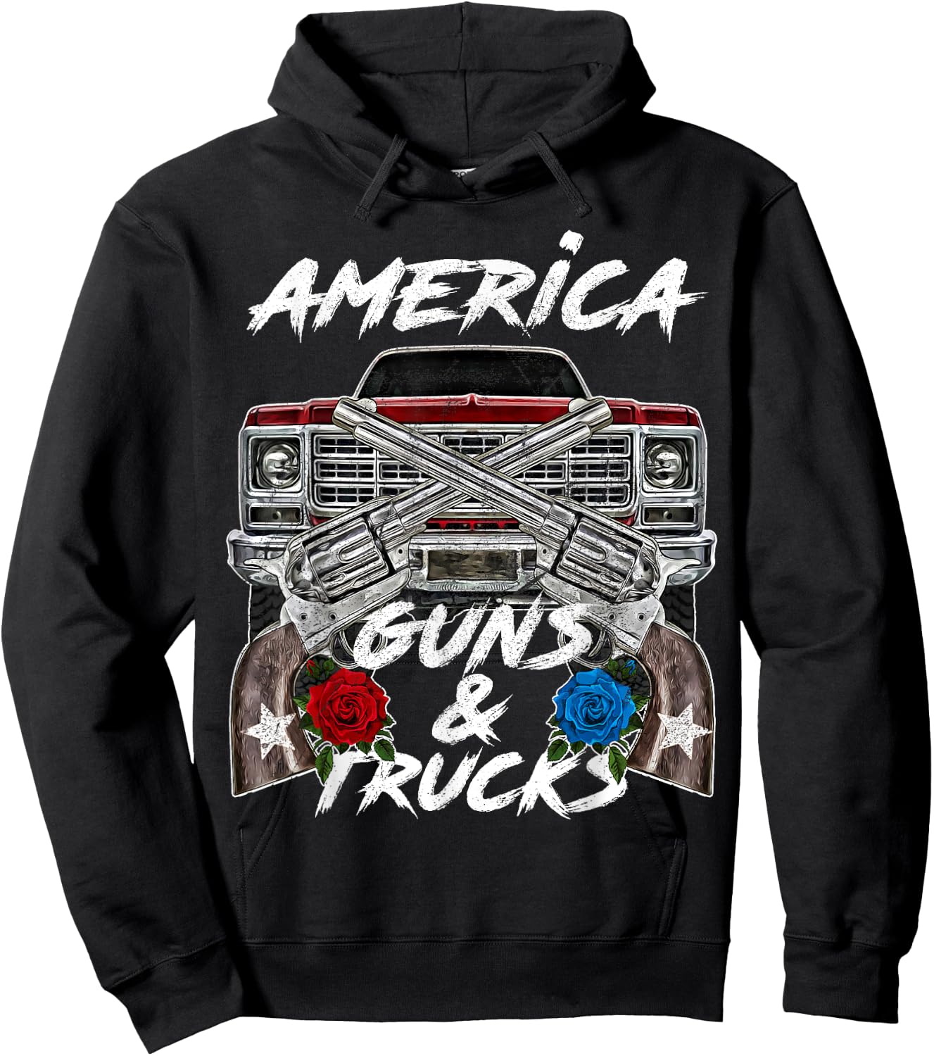 America Guns Trucks Patriot Squarebody Square Body Truck USA Hoodie - Hoodie | Black