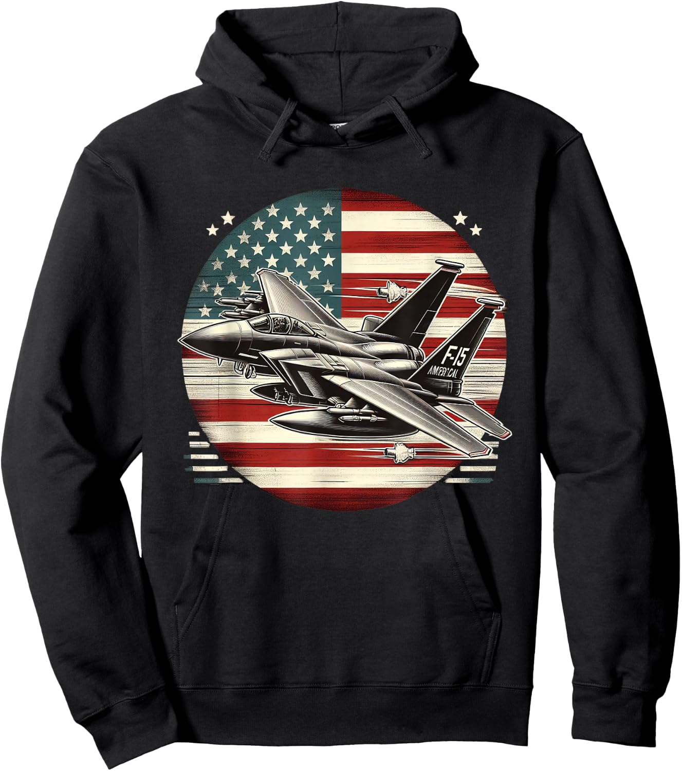 F15 Fighter Jet US Flag Hoodie - Hoodie | Black