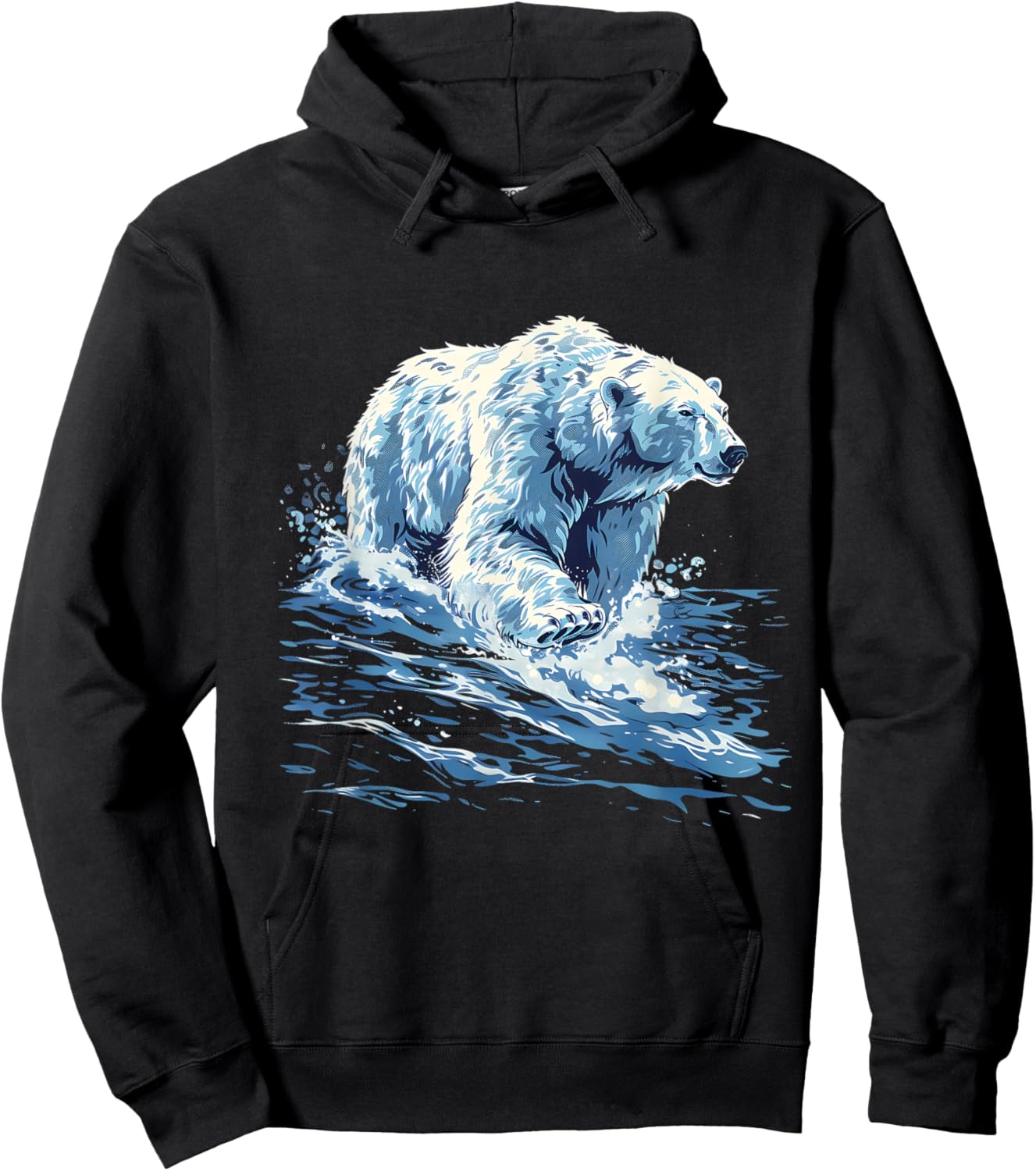 Polar Bear Ocean Sea Polar Bear Motif Marine Mammal Artwork Hoodie - Hoodie | Black