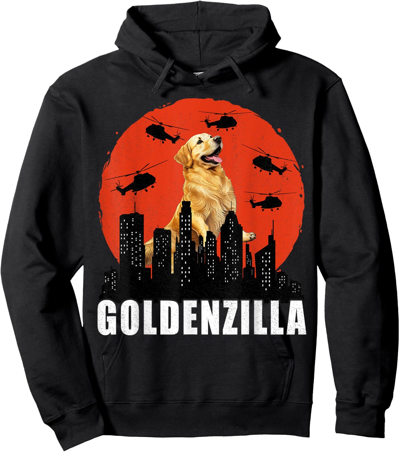 Golden Retriever for Boys Girls Goldenzilla Kaiju Hoodie - Hoodie | Black
