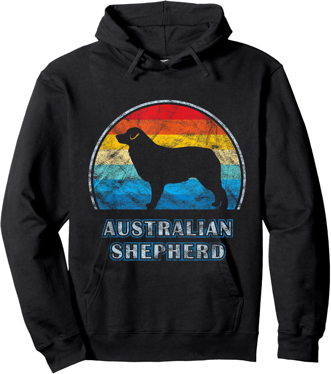 Australian Shepherd Vintage Design Dog Hoodie - Hoodie | Black