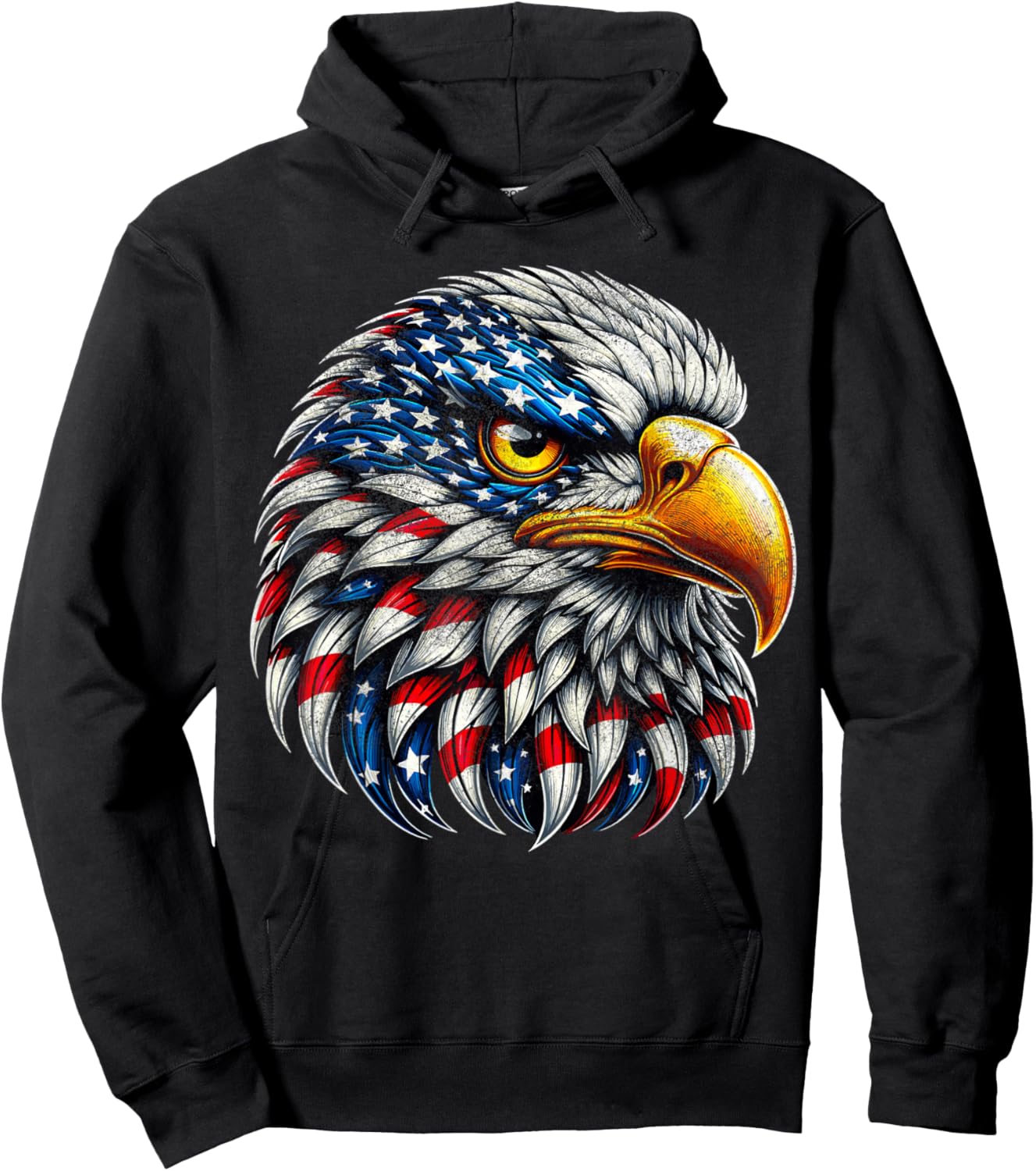 4th Of July Patriotic Eagle USA American Flag Women Kids Men Hoodie - Hoodie | Black