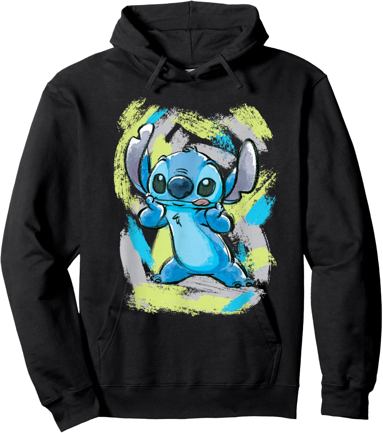 Disney Lilo and Stitch Watercolor Brushstrokes Hoodie - Hoodie | Black