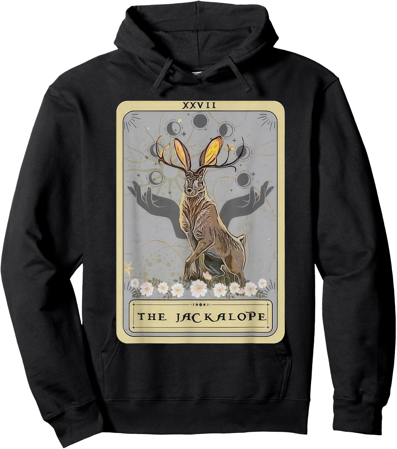 Jackalope Hat Tarot Card Monster Legend Cryptid Cryptidcore Hoodie - Hoodie | Black