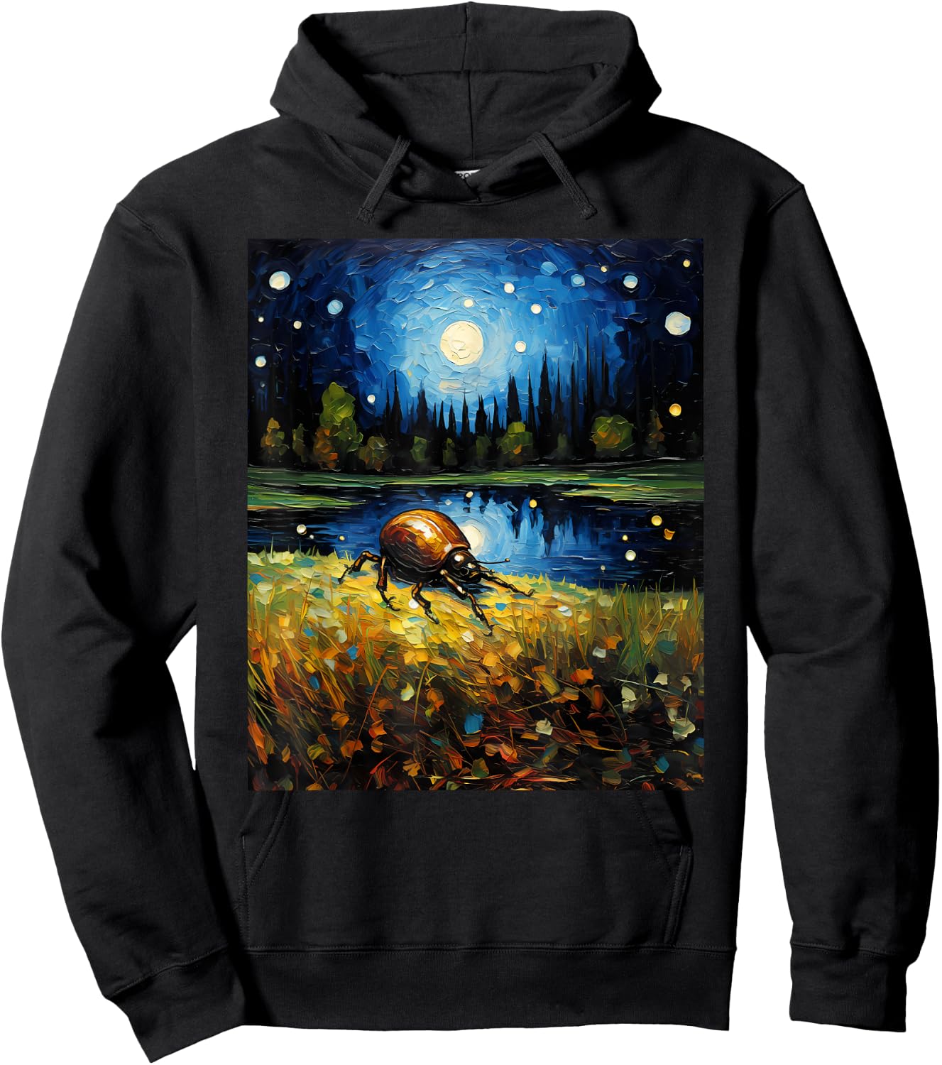 Surrealism Starry Night Dung Beetle Bug Lovers Hoodie - Hoodie | Black