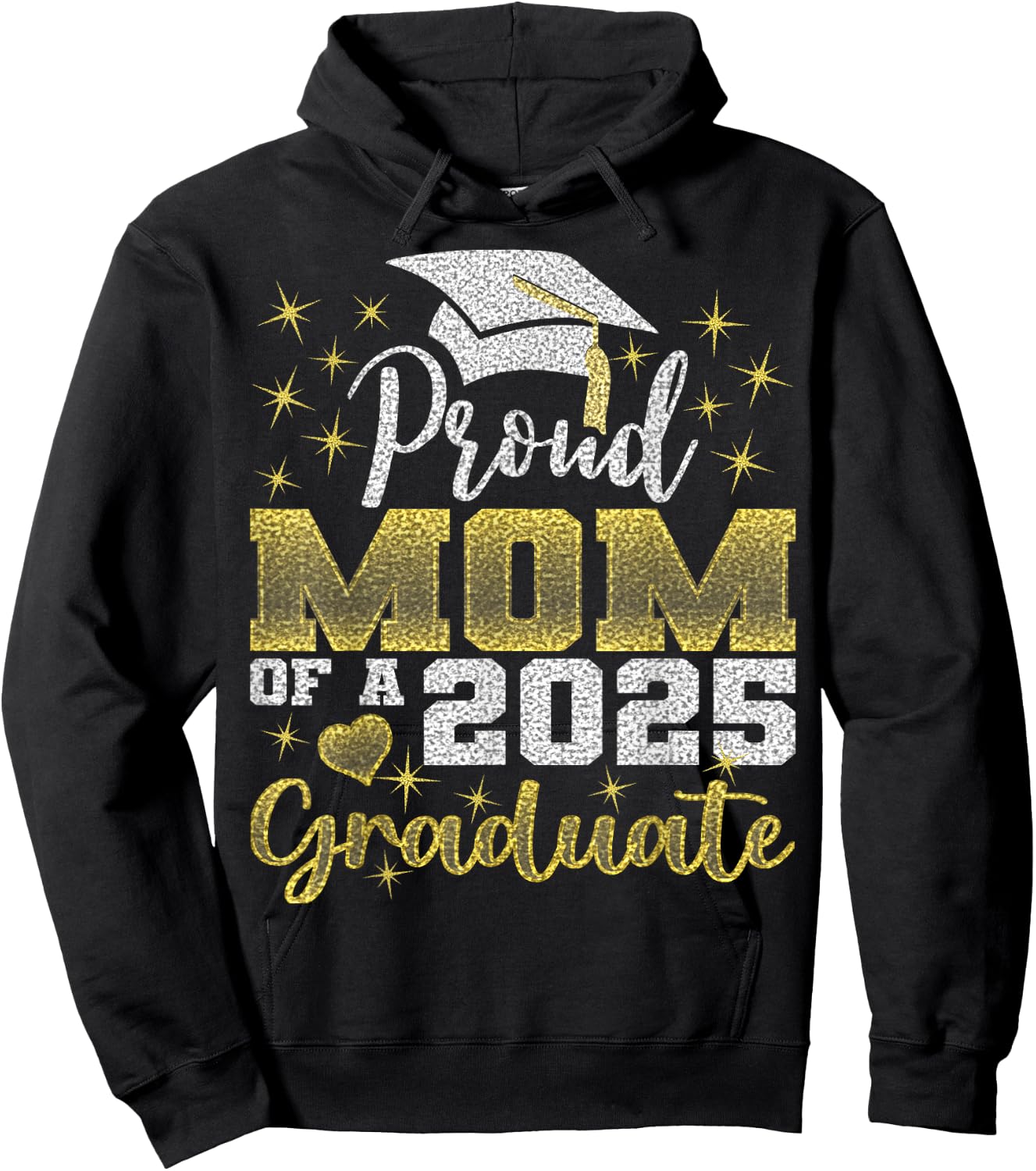Super Proud Mom of 2025 Graduate Awesome Family College Hoodie - Hoodie | Black