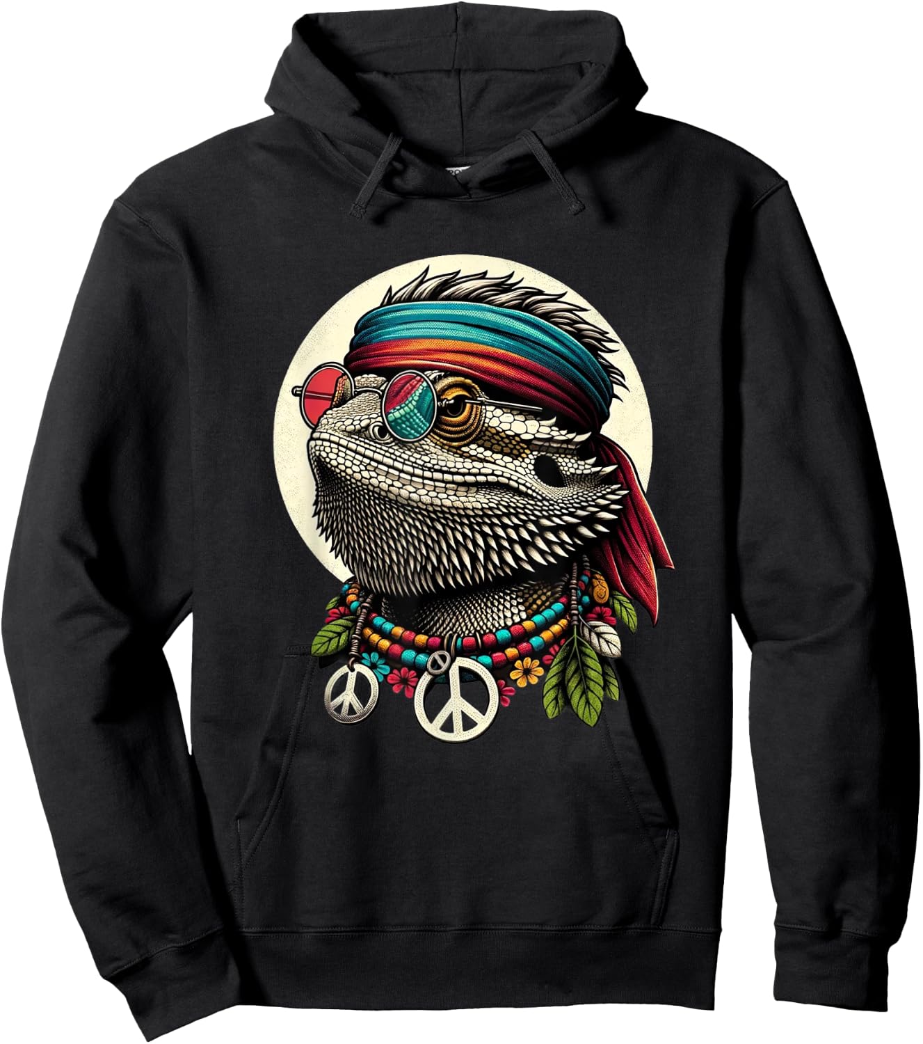 Bearded Dragons Reptile Lizard Pet Hippie Style Hoodie - Hoodie | Black