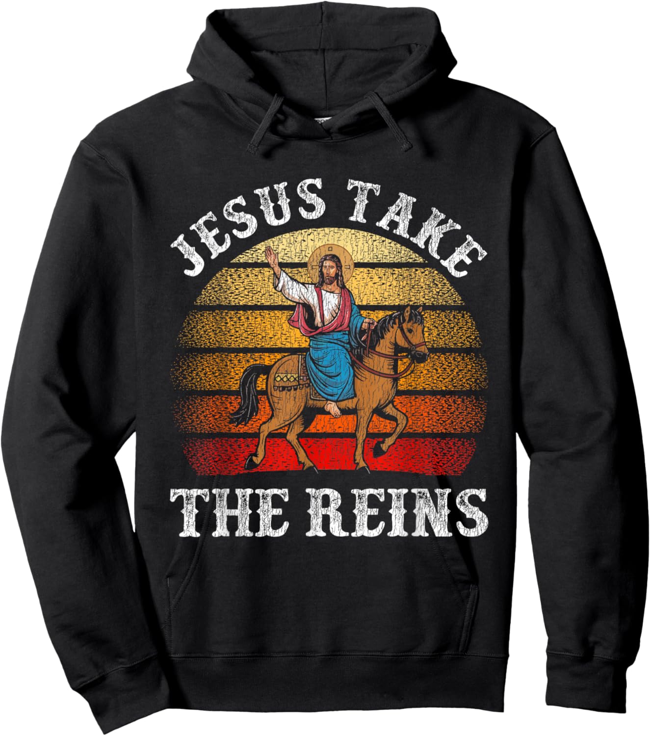Jesus Take The Reins Rodeo Cowboy Barrel Racing Hoodie - Hoodie | Black
