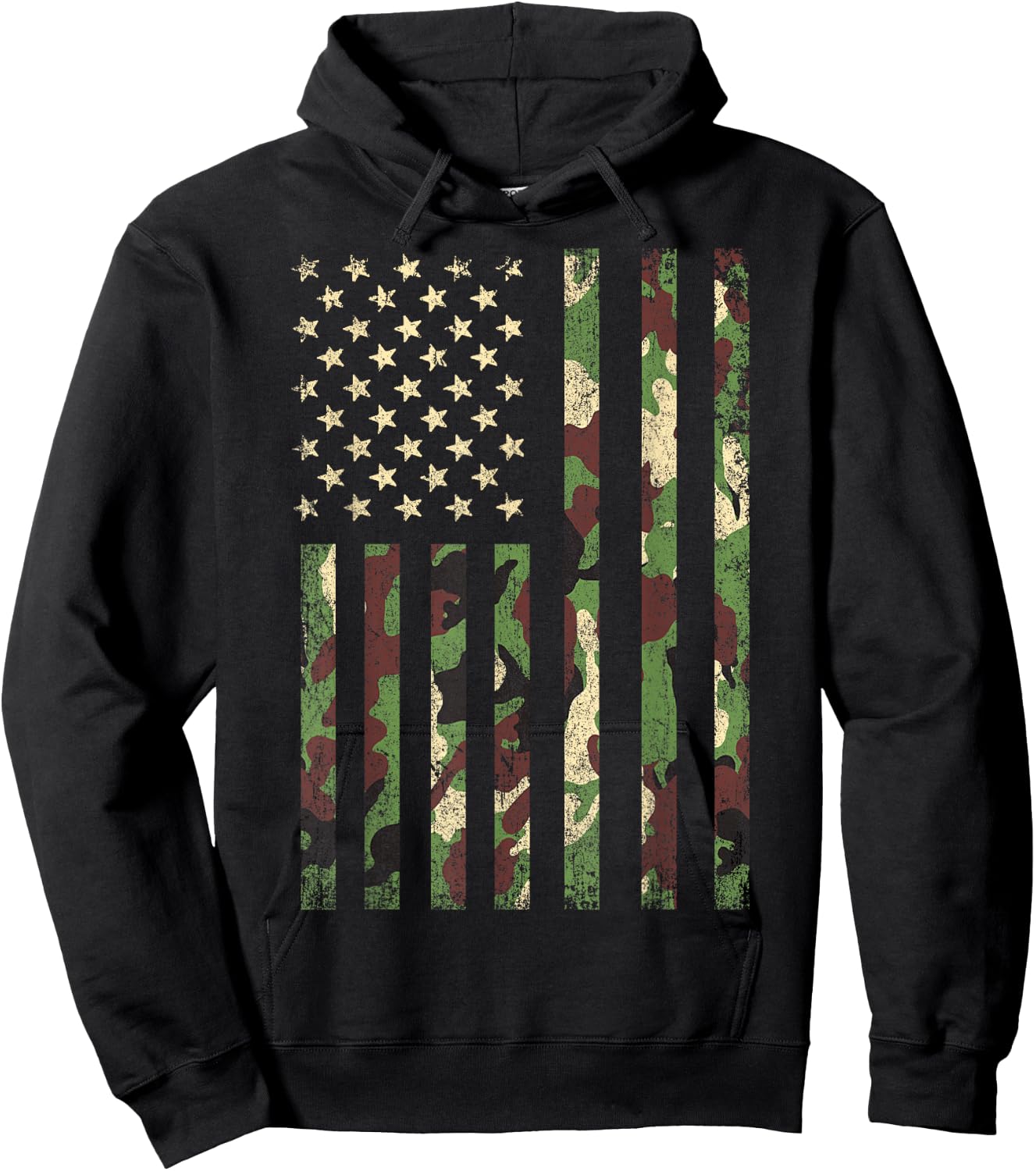 Patriotic USA Flag 4th of July Men Women Boy Girl Camouflage Hoodie - Hoodie | Black