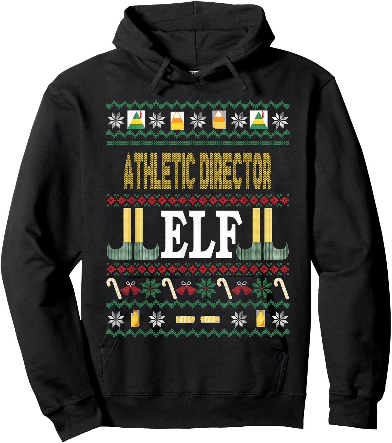 Athletic Director Elf Funny Christmas Gift Hoodie - Hoodie | Black