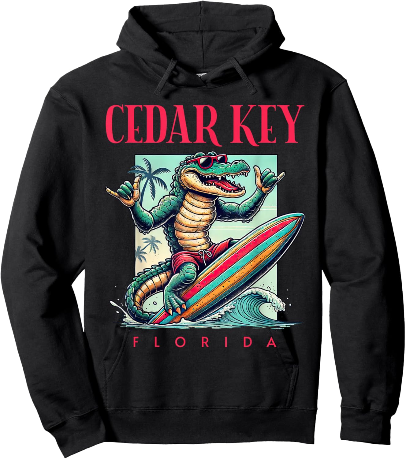 Cedar Key Florida Surfing Crocodile Beach Vacation Hoodie - Hoodie | Black