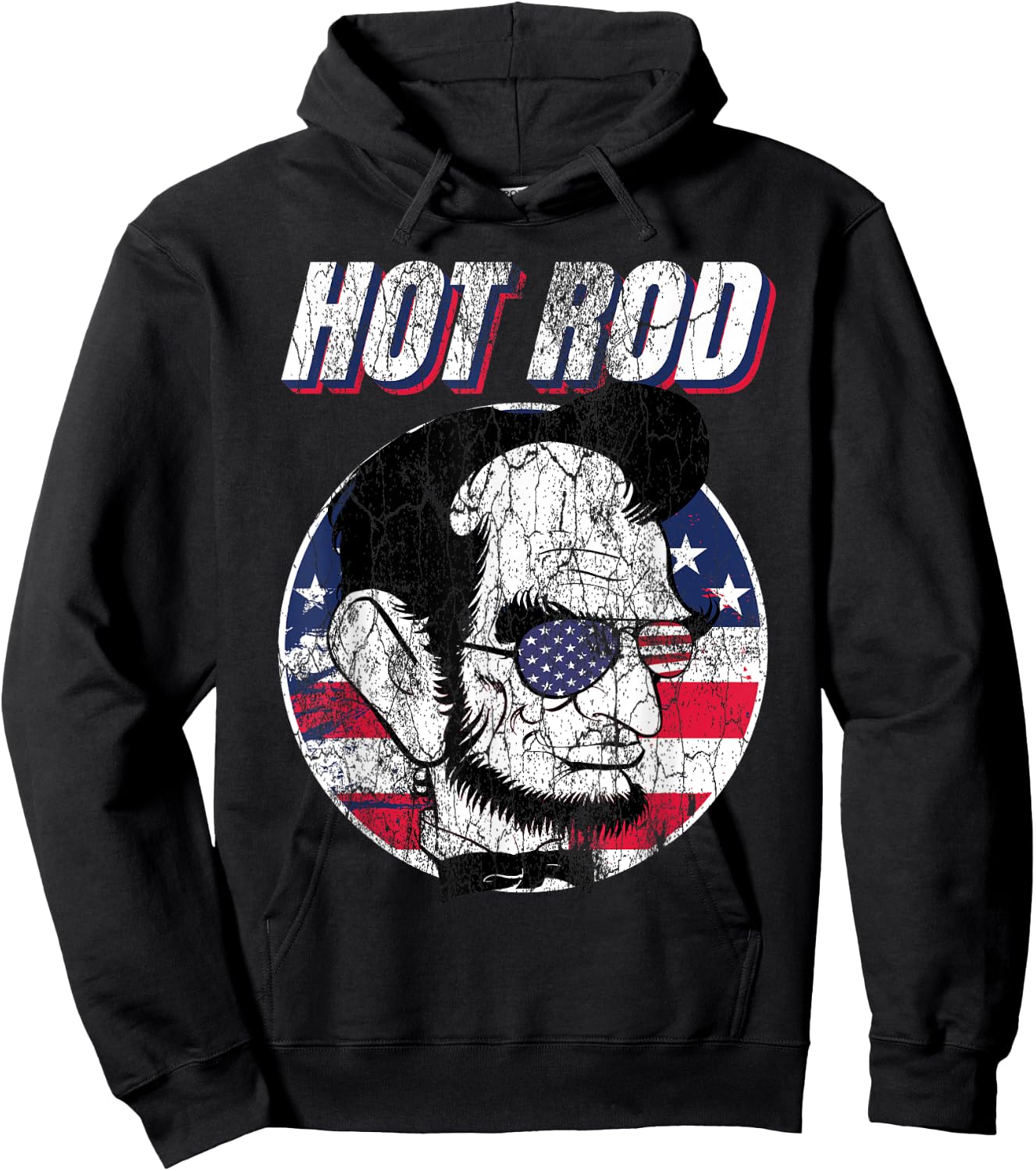 Hot Rod Abraham Lincoln Presidents Funny Muscle Car Vintage Hoodie - Hoodie | Black