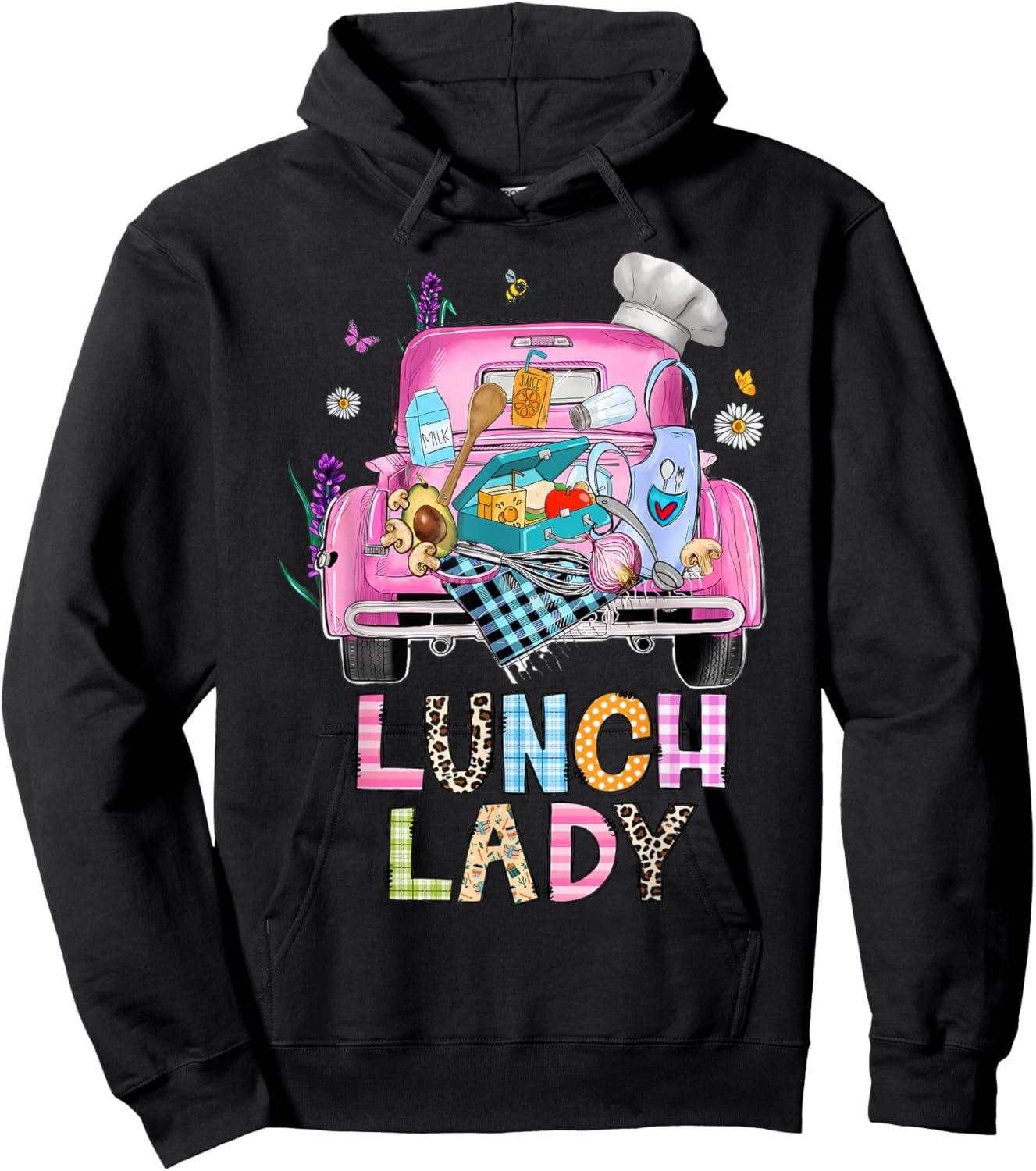 Lunch Lady Cute Truck Lunch Ladies Squad Cafeteria Crew Hoodie - Hoodie | Black
