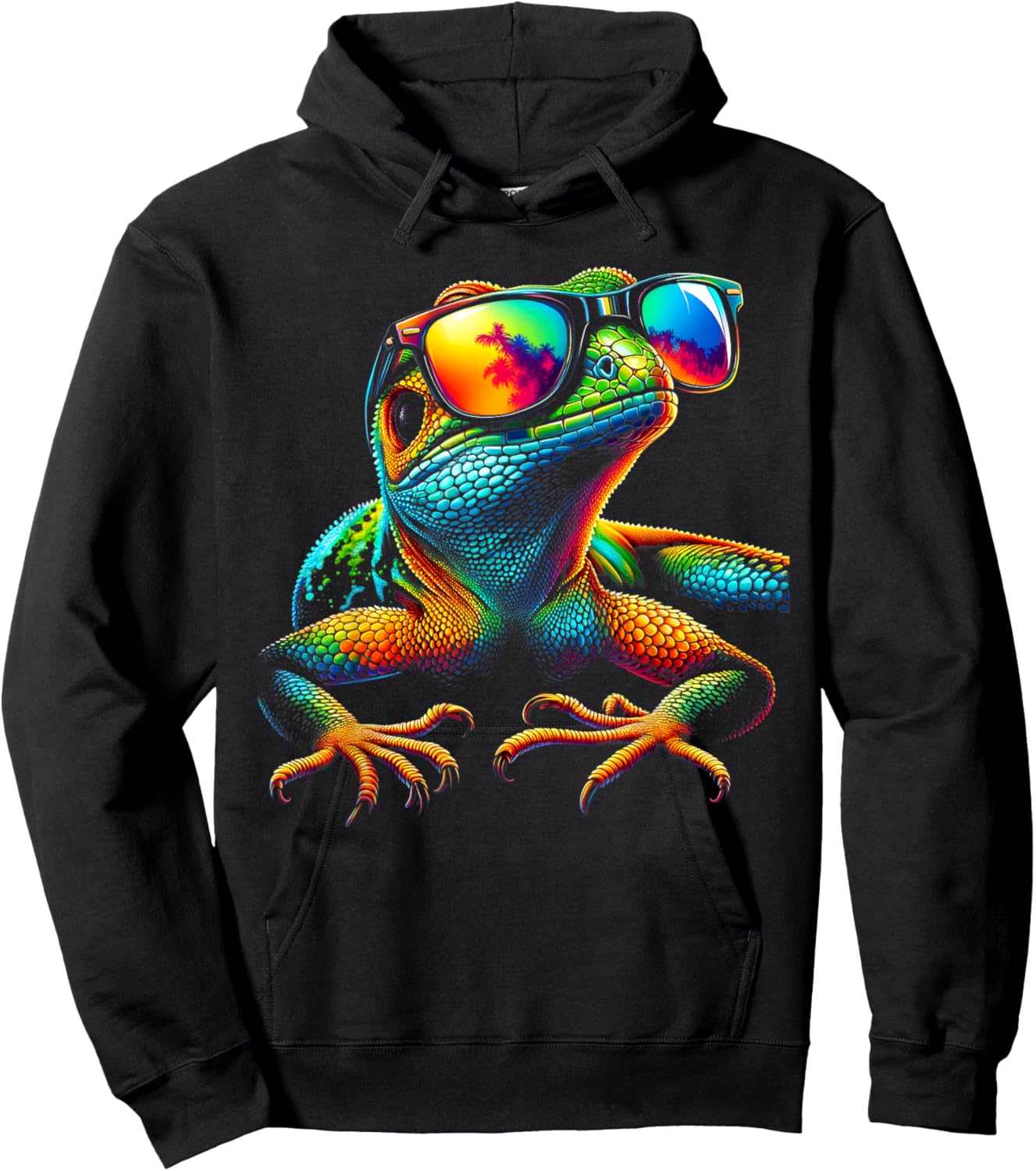 Funny Lizard with Sunglasses for Iguana & Reptiles Lovers Hoodie - Hoodie | Black