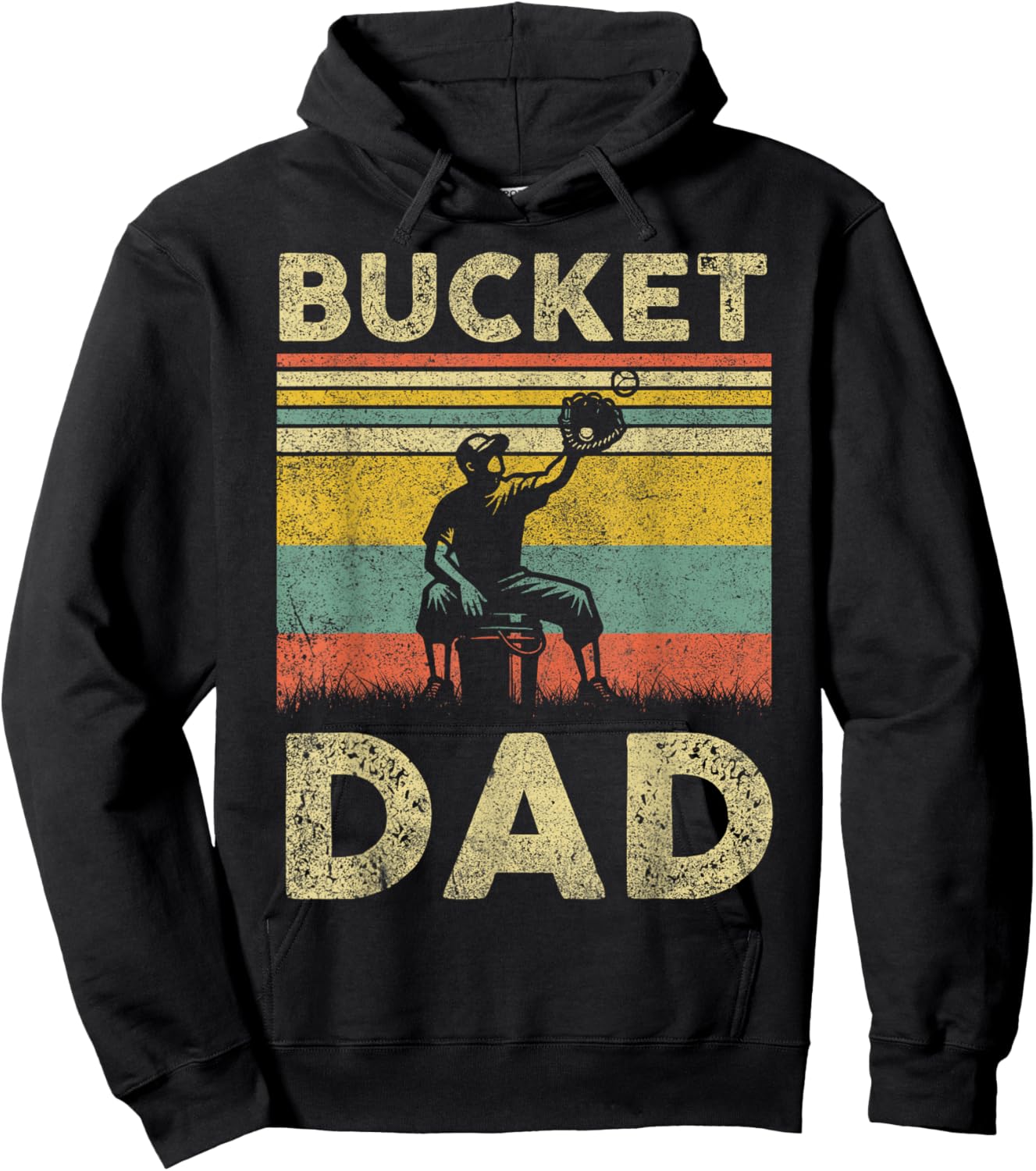 Bucket Dad Softball Dad Baseball Funny Coach Father's Day Hoodie - Hoodie | Black