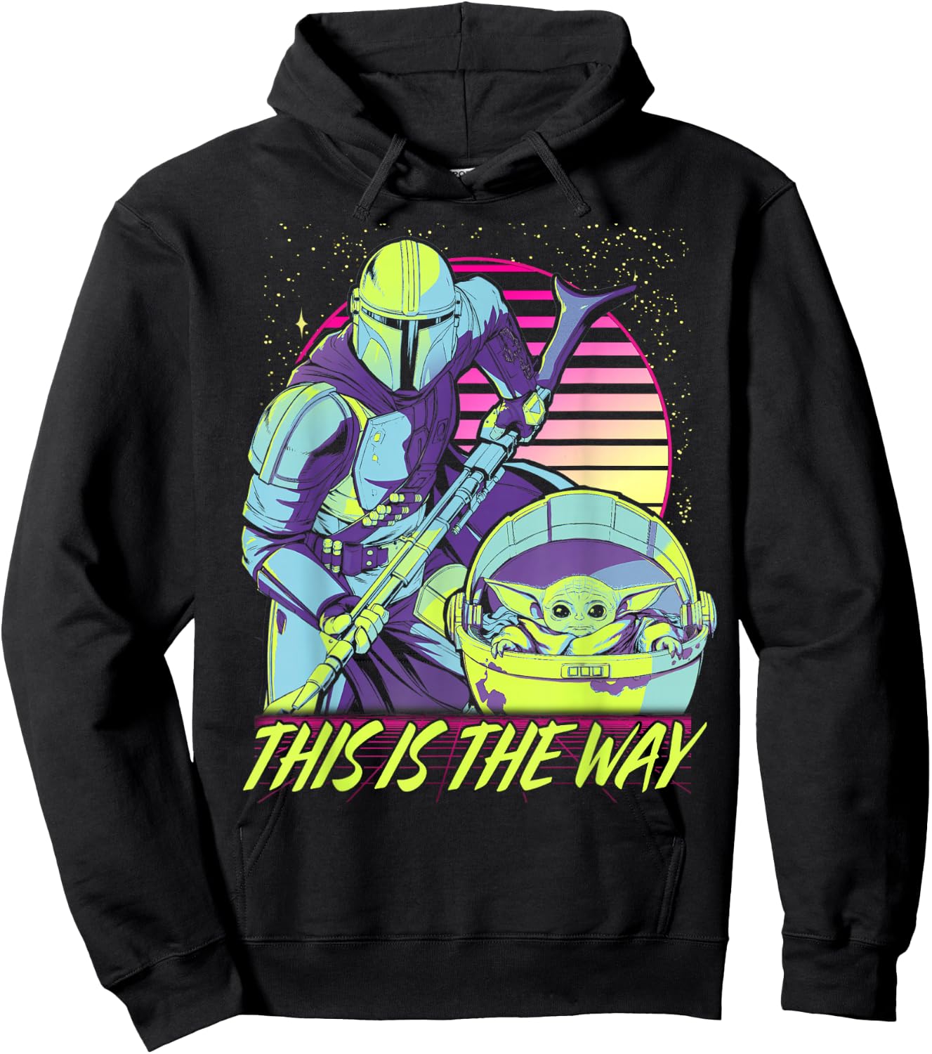 Star Wars The Mandalorian The Child This Is The Way Neon Hoodie - Hoodie | Black