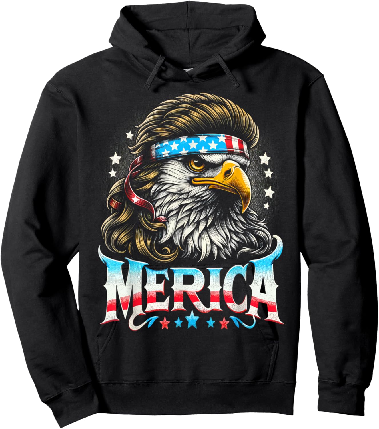 4th of July Patriotic Funny Eagle July 4th USA Merica Women Kids Men Hoodie - Hoodie | Black