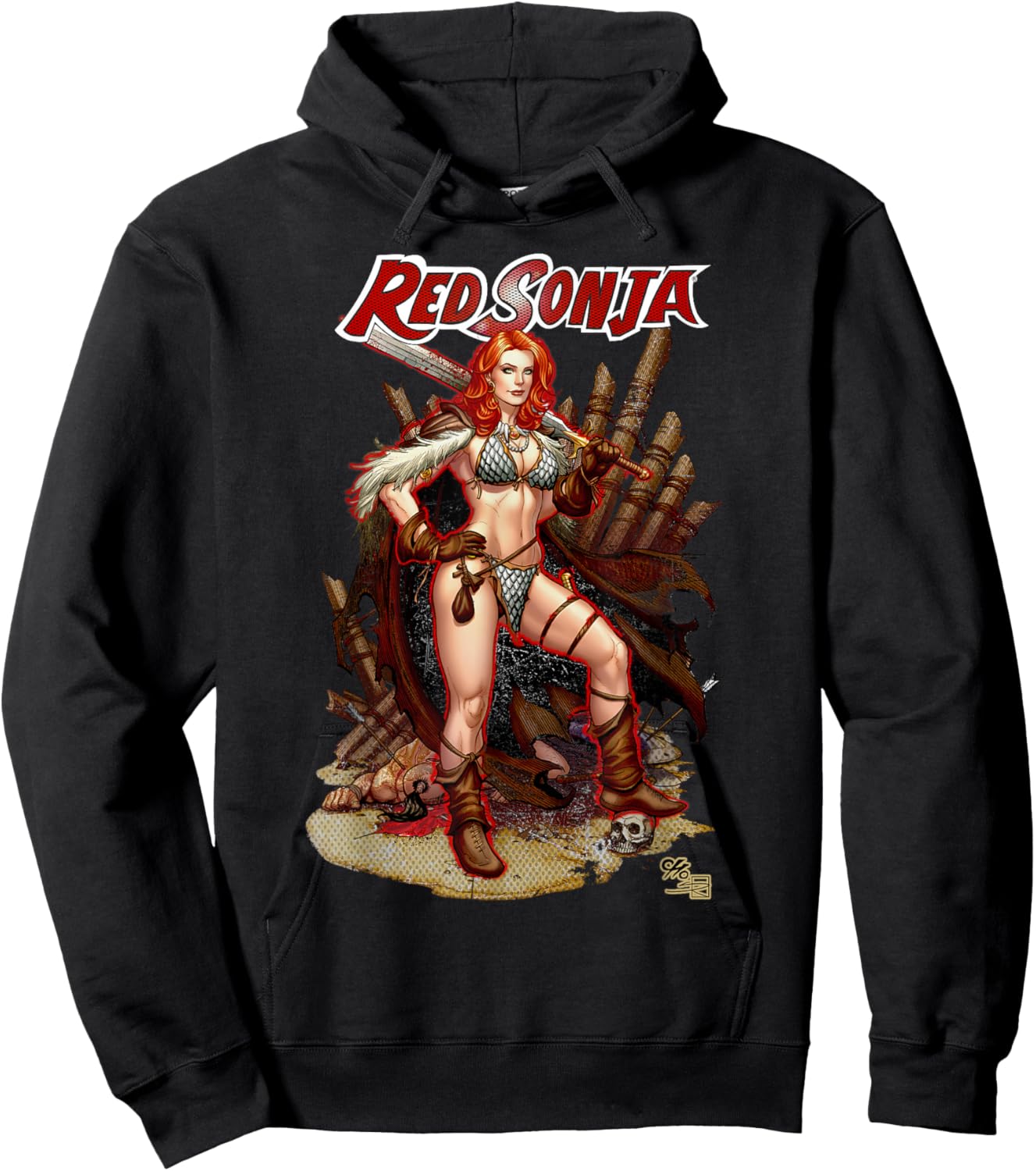 Frank Cho Comic Cover Art Hyrkania Warrior Queen Hoodie - Hoodie | Black