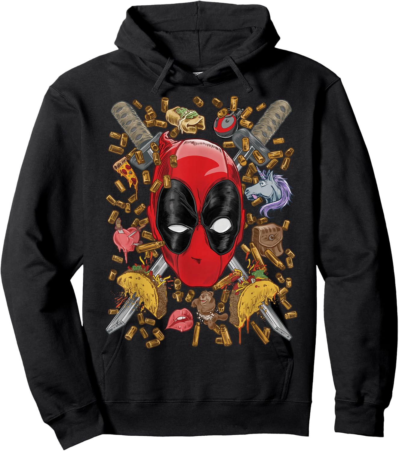 Marvel Deadpool Crossed Swords Mashup Hoodie - Hoodie | Black