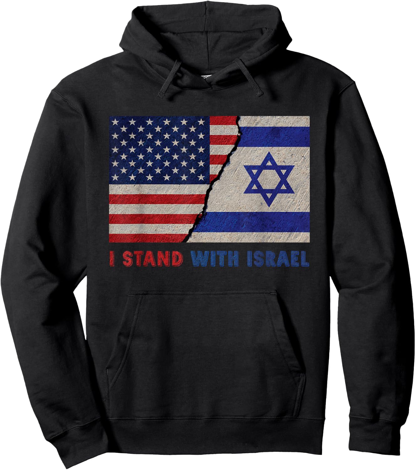 I Stand with Israel Patriotic USA and Israel Flag Hoodie - Hoodie | Black