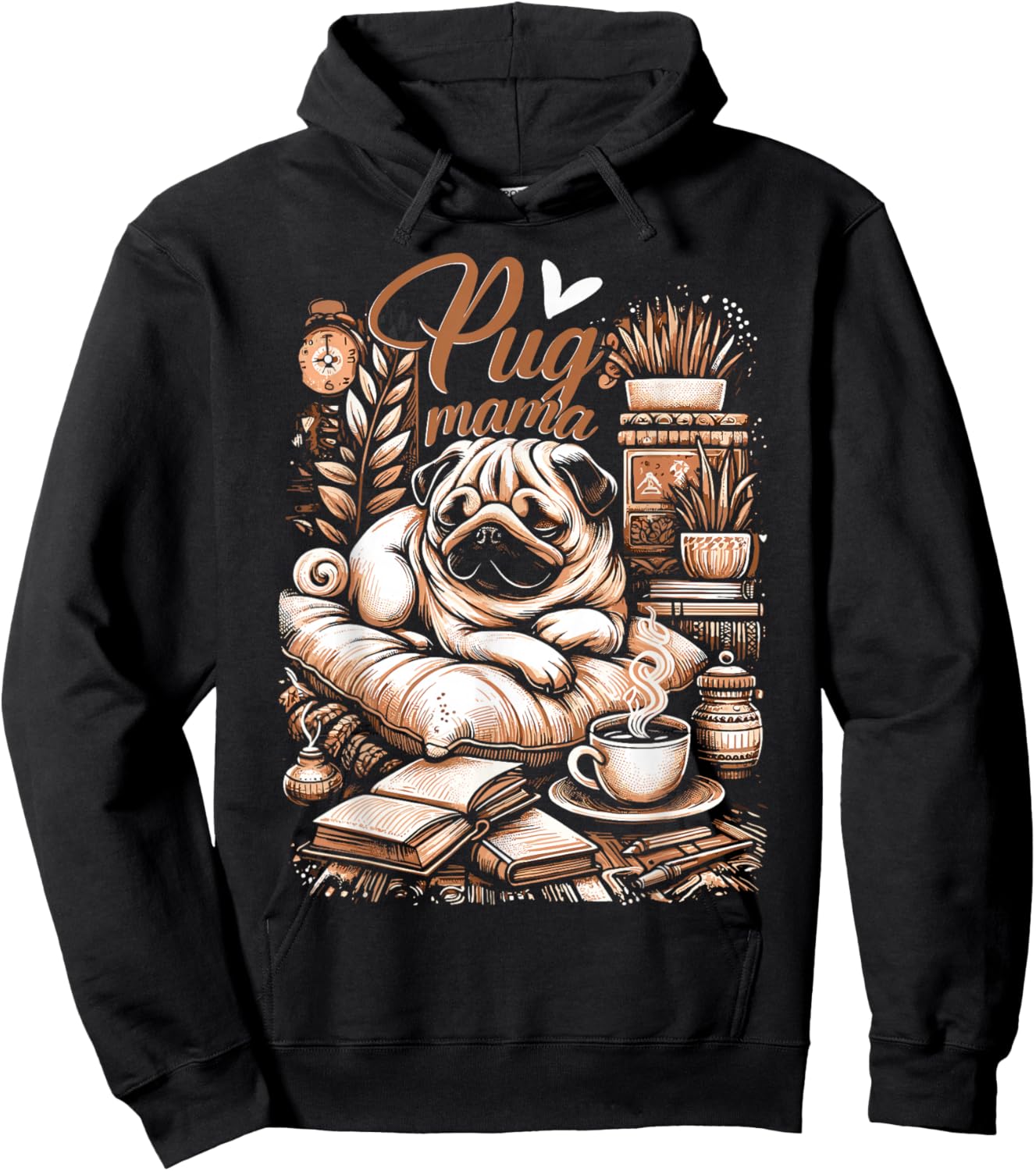 Pug Mama Pug Mom Puppy Hoodie - Hoodie | Black