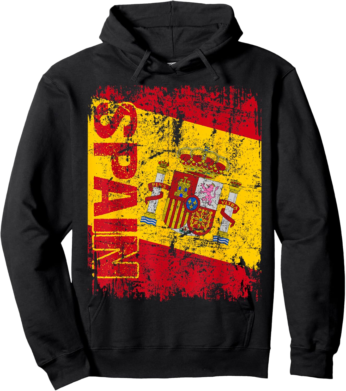 SPAIN Flag Vintage Distressed SPAIN Hoodie - Hoodie | Black