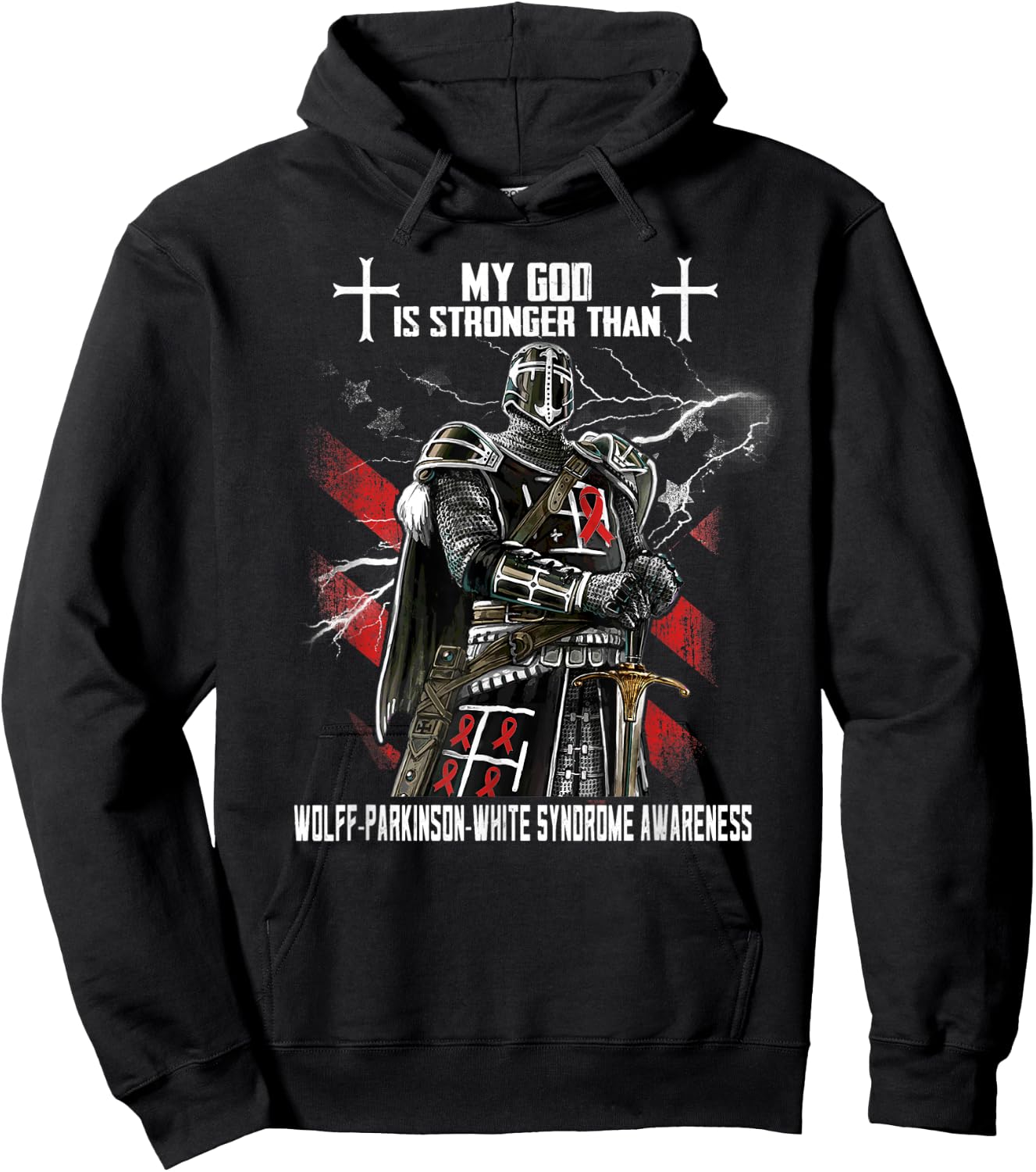 My God Is Stronger Than Wolff-Parkinson-White Syndrome Hoodie - Hoodie | Black