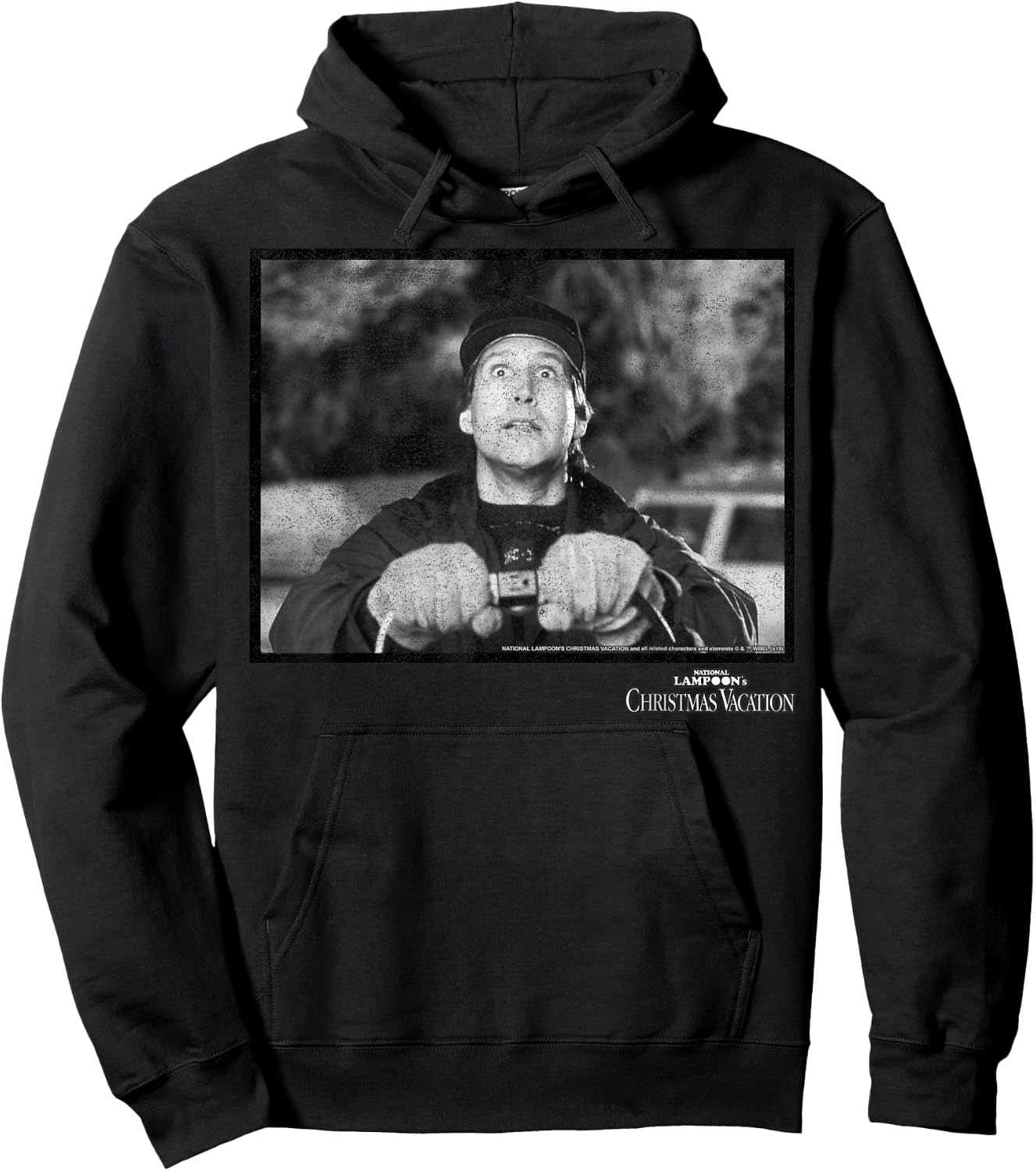 National Lampoon's Christmas Vacation Clark Black & White,Short Sleeve Hoodie - Hoodie | Black