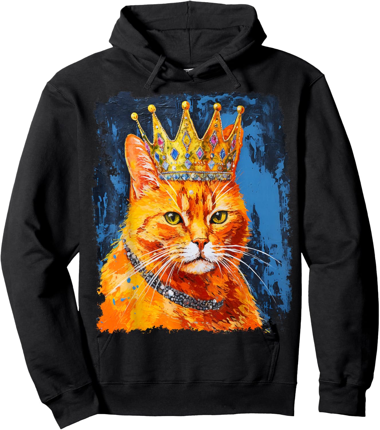 Pop Art Orange Ginger Cat King Queen Hoodie - Hoodie | Black