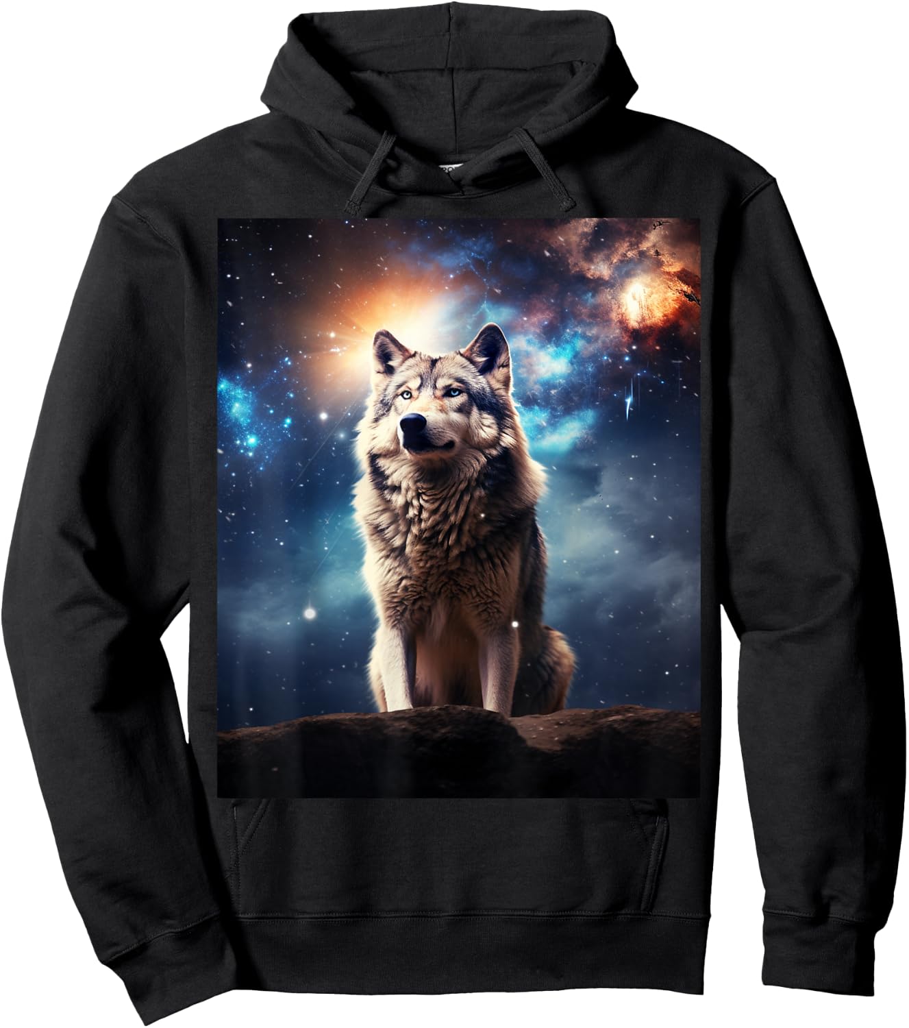 Cool Wolf Cosmic Galaxy Graphic Art Novelty Stuff Hoodie - Hoodie | Black