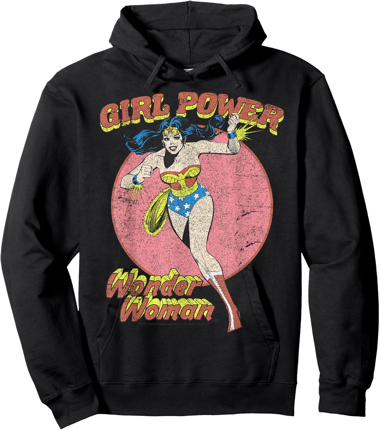 DC Comics Wonder Woman Running Girl Power Text Poster Hoodie - Hoodie | Black