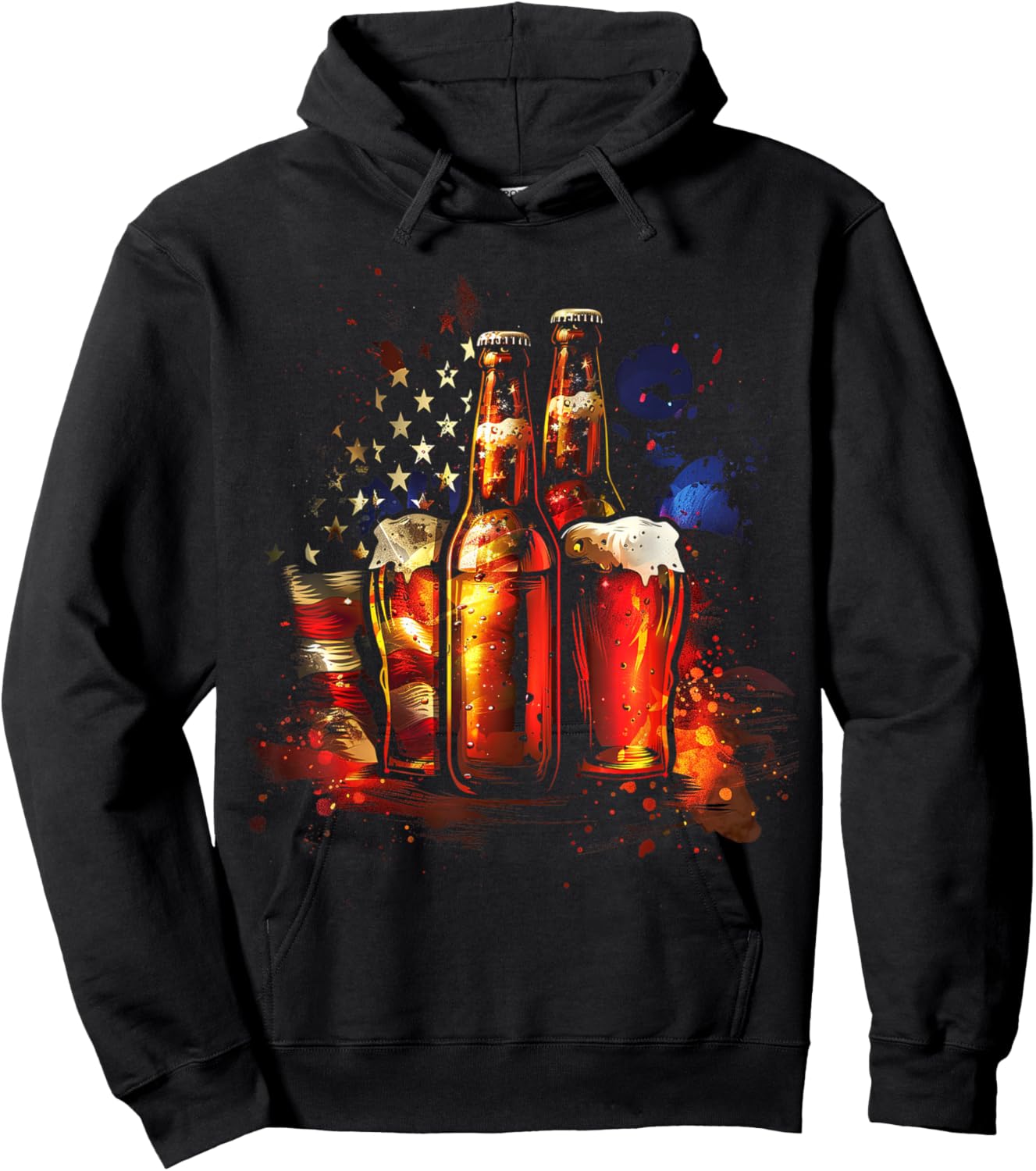American Flag Beer Hoodie - Hoodie | Black