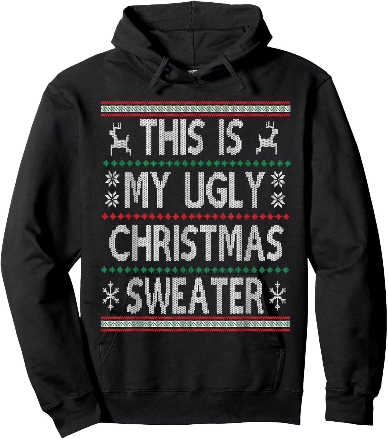 Funny Christmas This Is My Ugly Sweater Men Women Kids Gift Hoodie - Hoodie | Black
