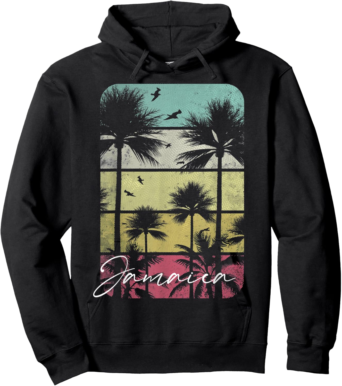 Jamaica Retro Vintage Beach Surf Surfing Cruise Sunset Women Kids Hoodie - Hoodie | Black