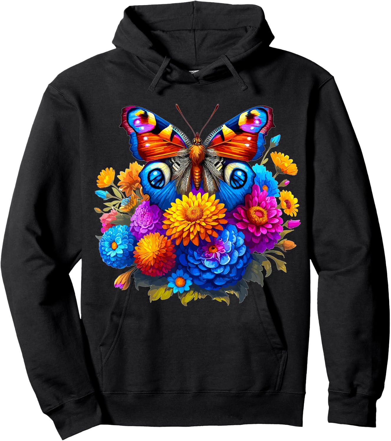 Butterfly With Flowers Aesthetic Butterfly Hoodie - Hoodie | Black