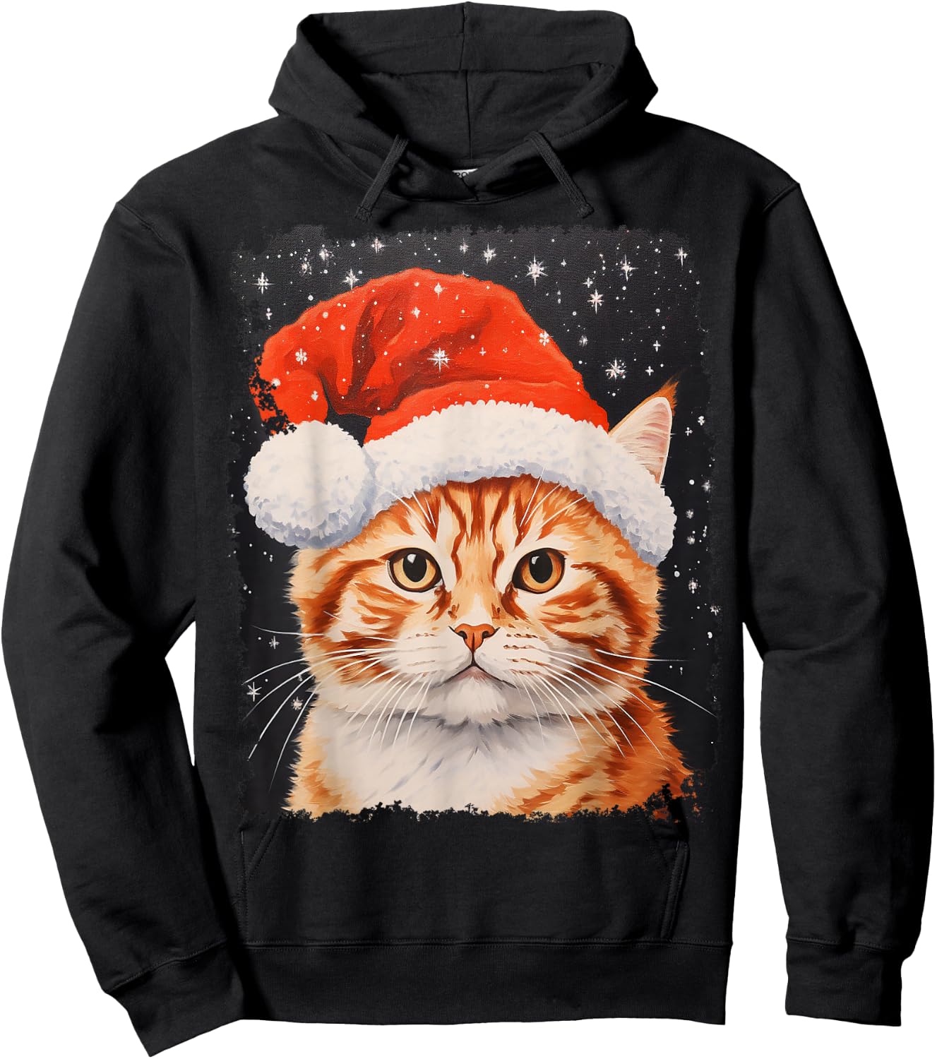 Pop Art Orange Ginger Cat Christmas Hoodie - Hoodie | Black