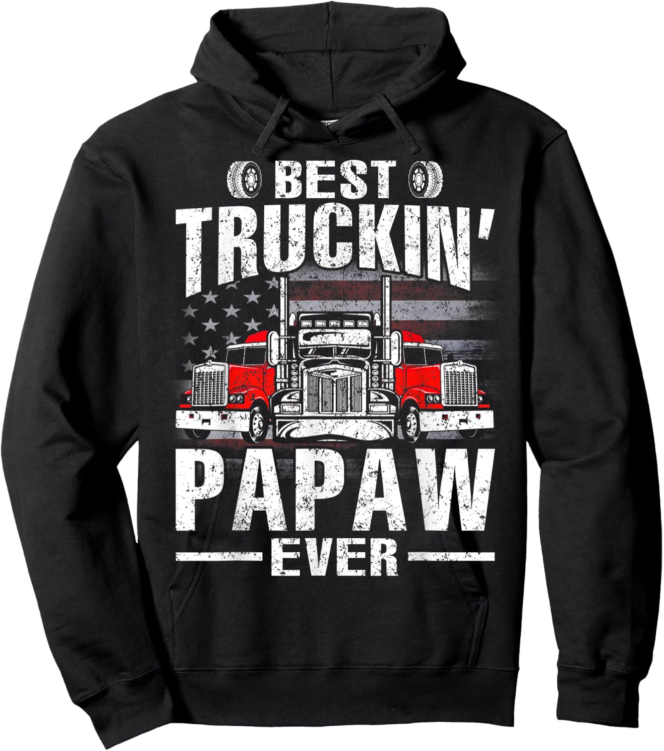 Best Truckin' Papaw Ever USA Flag Women Men Hoodie - Hoodie | Black
