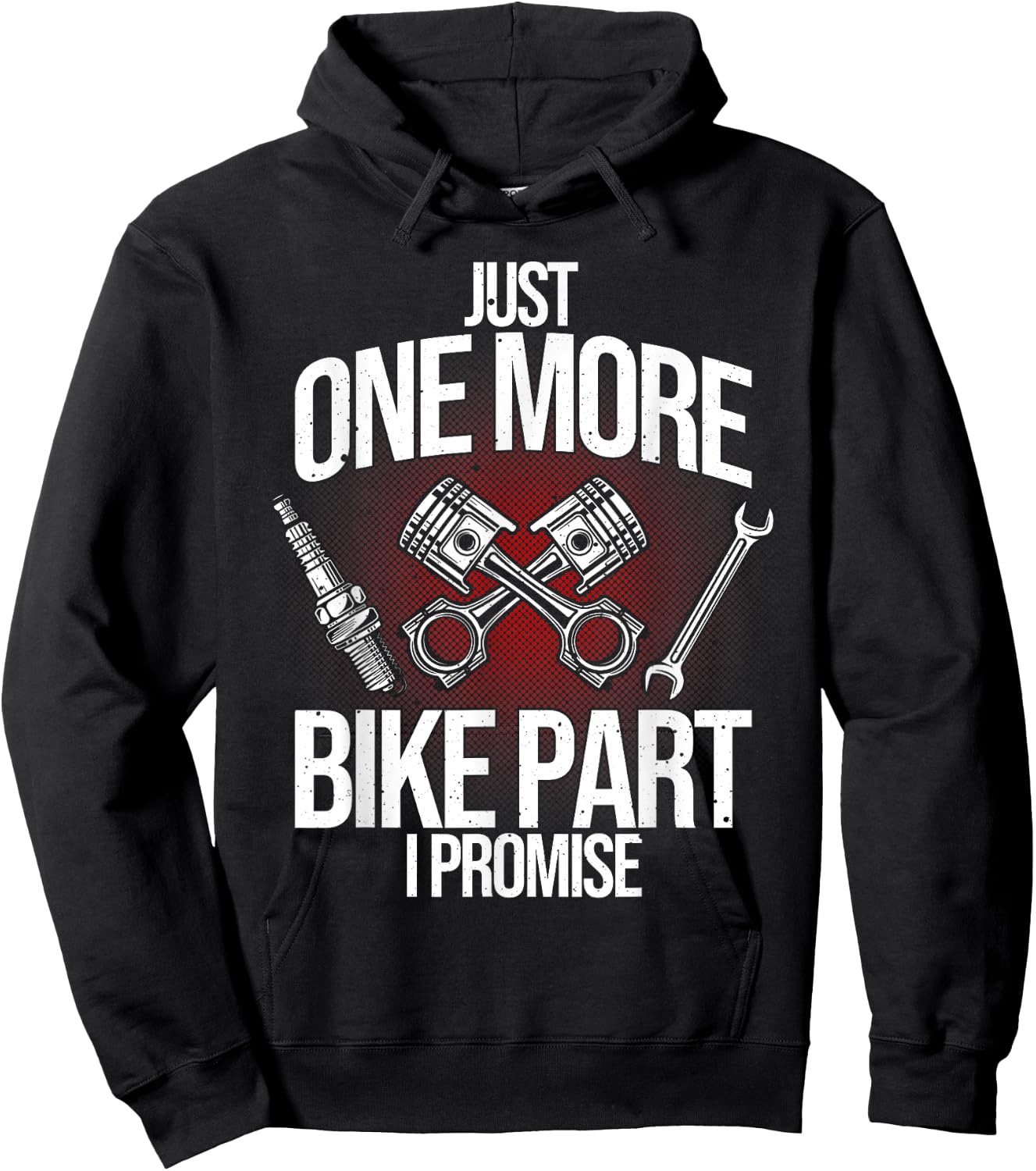 Funny Motorcycle Mechanic Gift Men Cool One More Bike Part Hoodie - Hoodie | Black