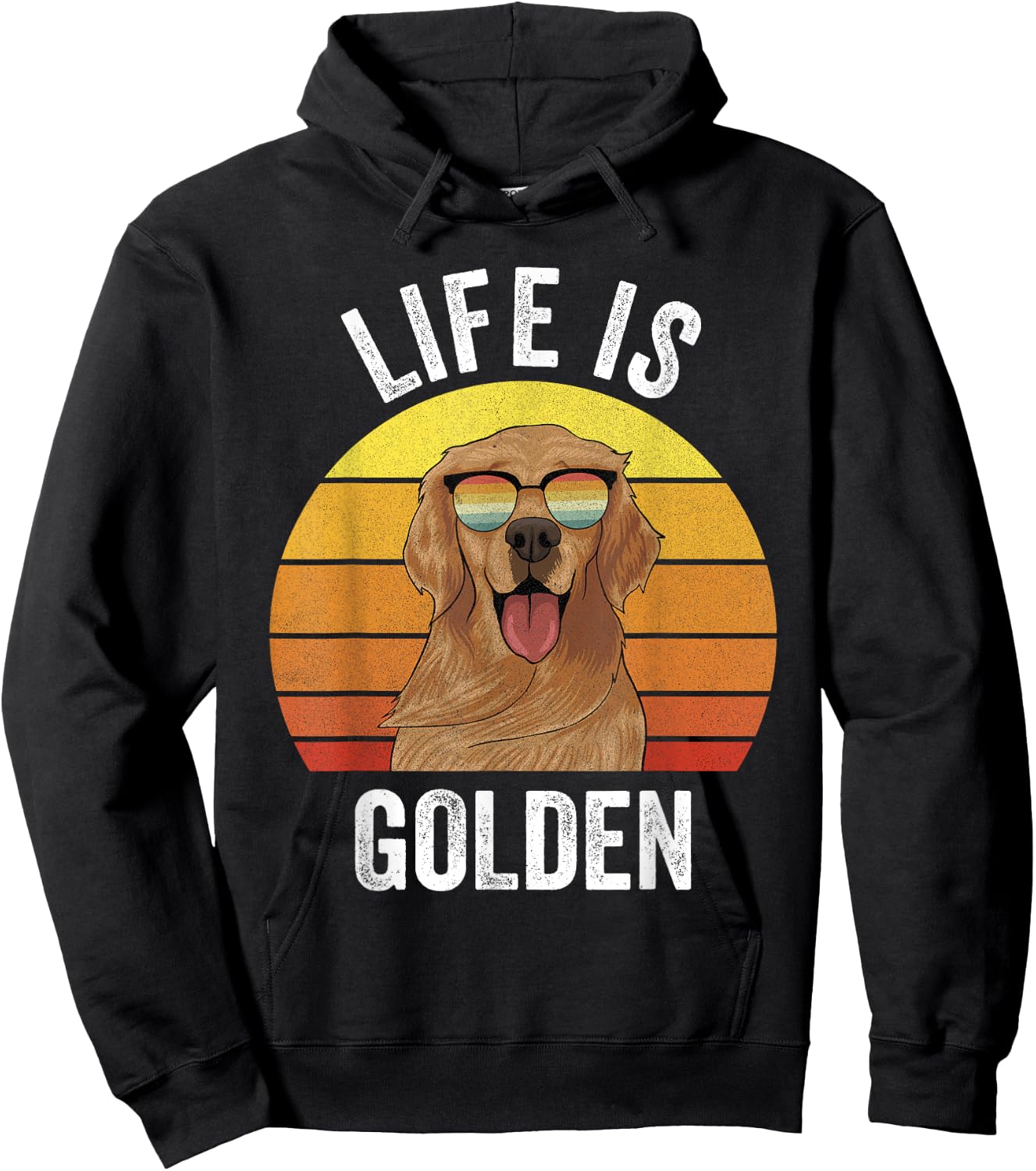 Retro Life Is Golden Shirt Golden Retriever Gifts Funny Dog Hoodie - Hoodie | Black