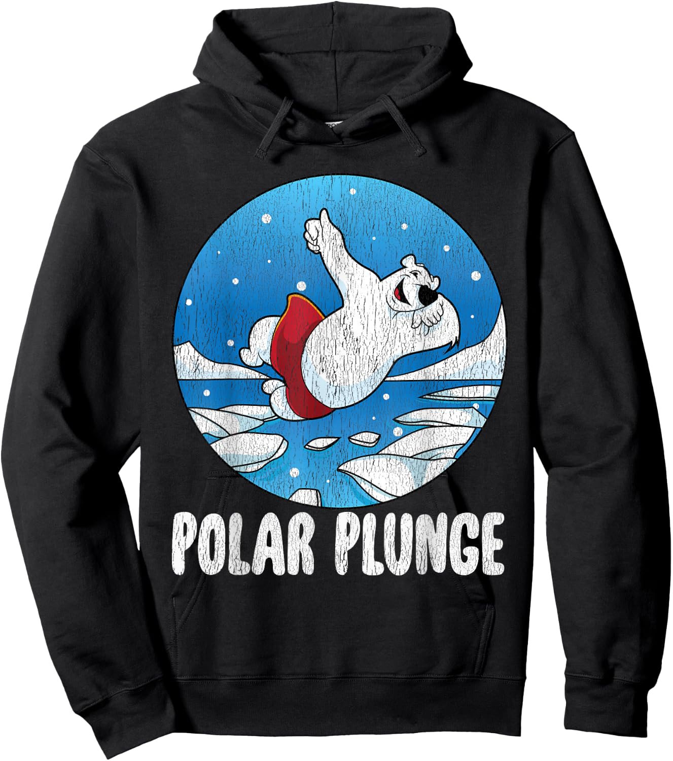Polar Plunge Ice Jump Funny Polar Bear Winter Swimming Hoodie - Hoodie | Black