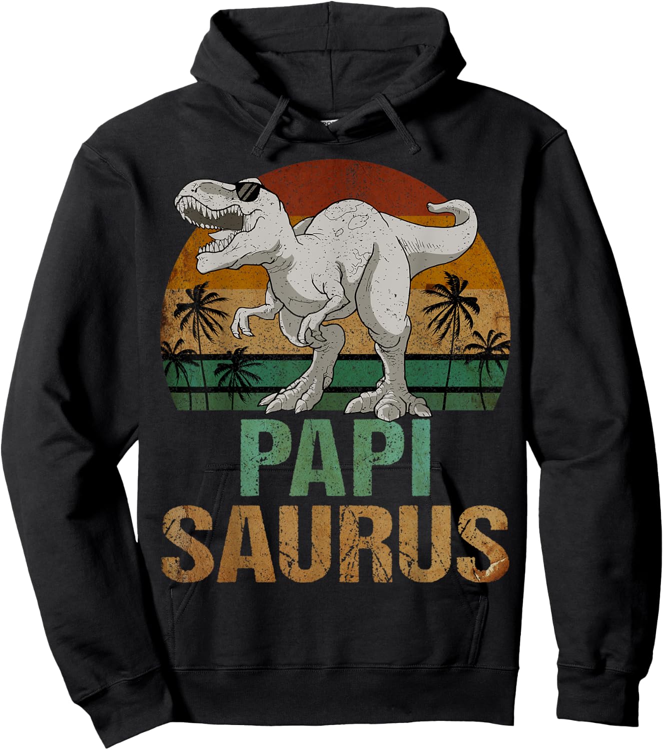 Papisaurus T Rex Dinosaur Papi Saurus Father's Day Hoodie - Hoodie | Black