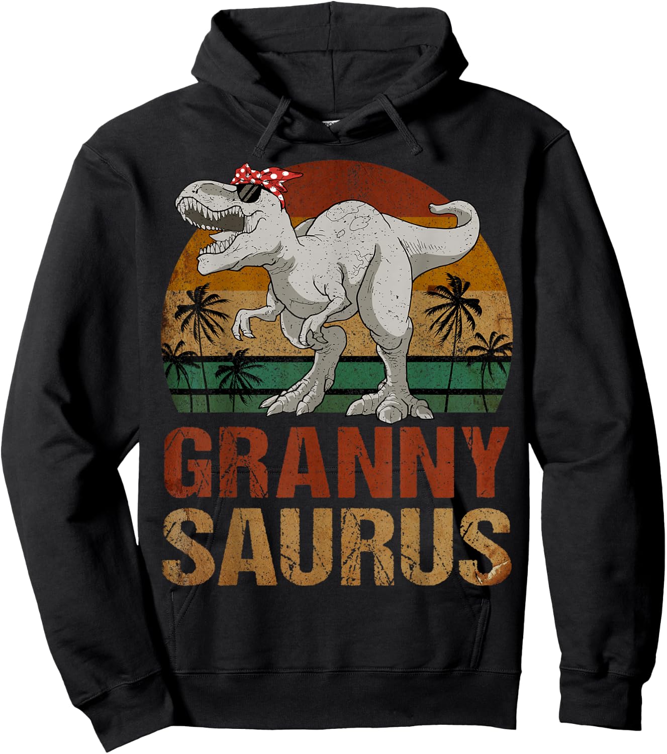 Grannysaurus T Rex Dinosaur Granny Saurus Retro Mother's Day Hoodie - Hoodie | Black