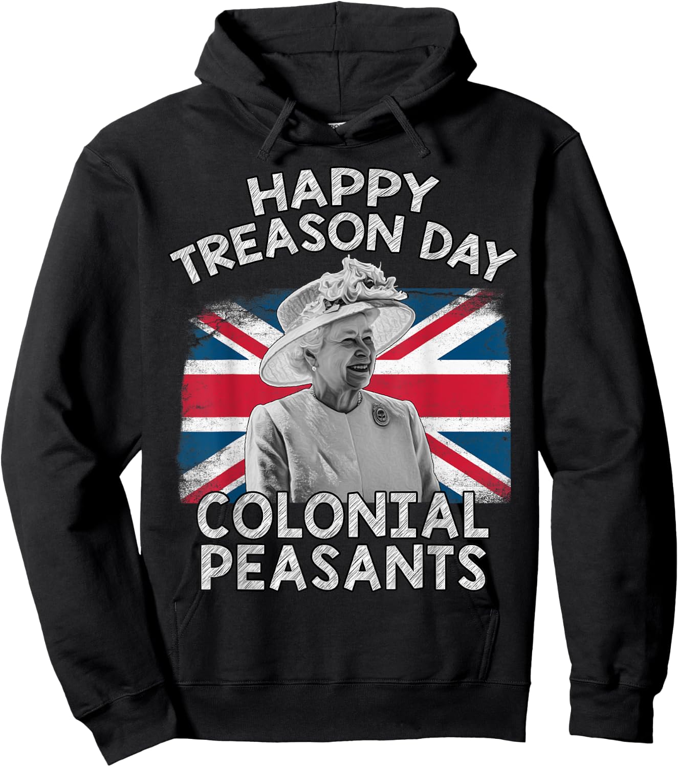 Happy Treason Day Colonial Peasants USA 4th of July UK Queen Kids Men Hoodie - Hoodie | Black
